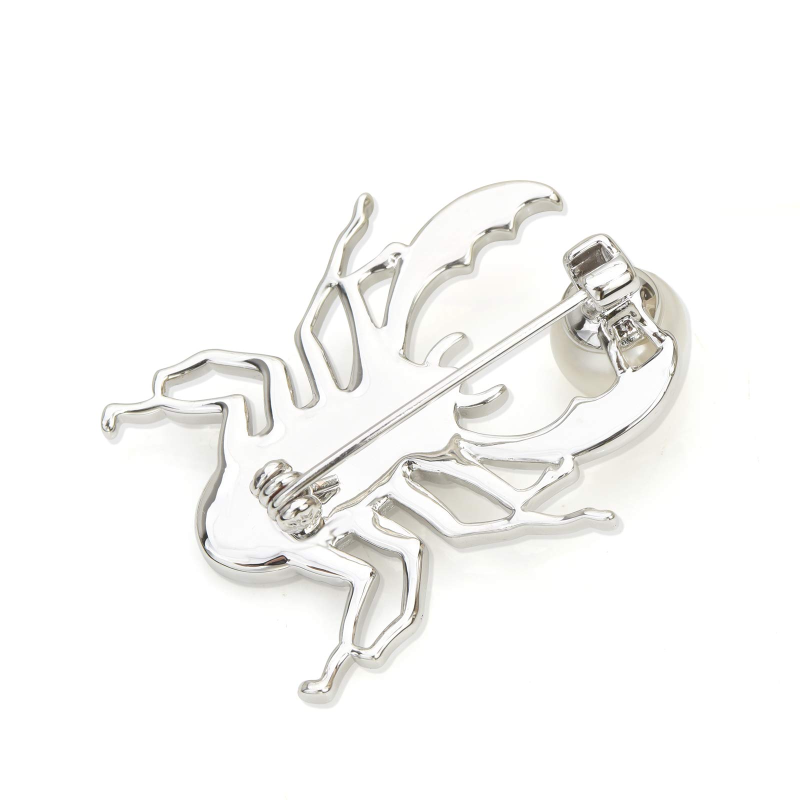 Gold & Silver Beetle Brooch Pins with Rhinestones & Freshwater Pearls - Elegant Ladybug Scorpio Insect Jewelry for Women & Men - Perfect for Jackets, Scarves, Hats & Formal Attire Accessories