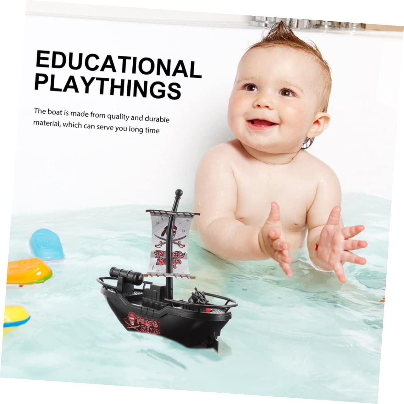 UPKOCH 8 Pack Pirate Boat Bathtub Toys - Plastic Sailboat Set for Kids, Pool & Water Play - Summer Fun, Bath Time, Outdoor Adventures (Black)