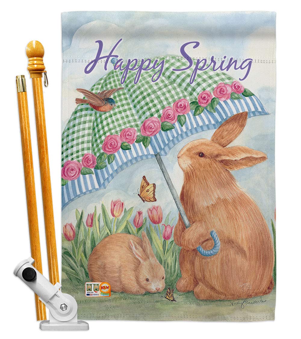 Breeze Decor Easter Bunny Egg Flag Set - Double-Sided Large Spring Holiday Decoration for Garden, Yard & Home - Made in USA | Perfect for Easter Celebrations, Spring Parties & Christian Holiday Decor