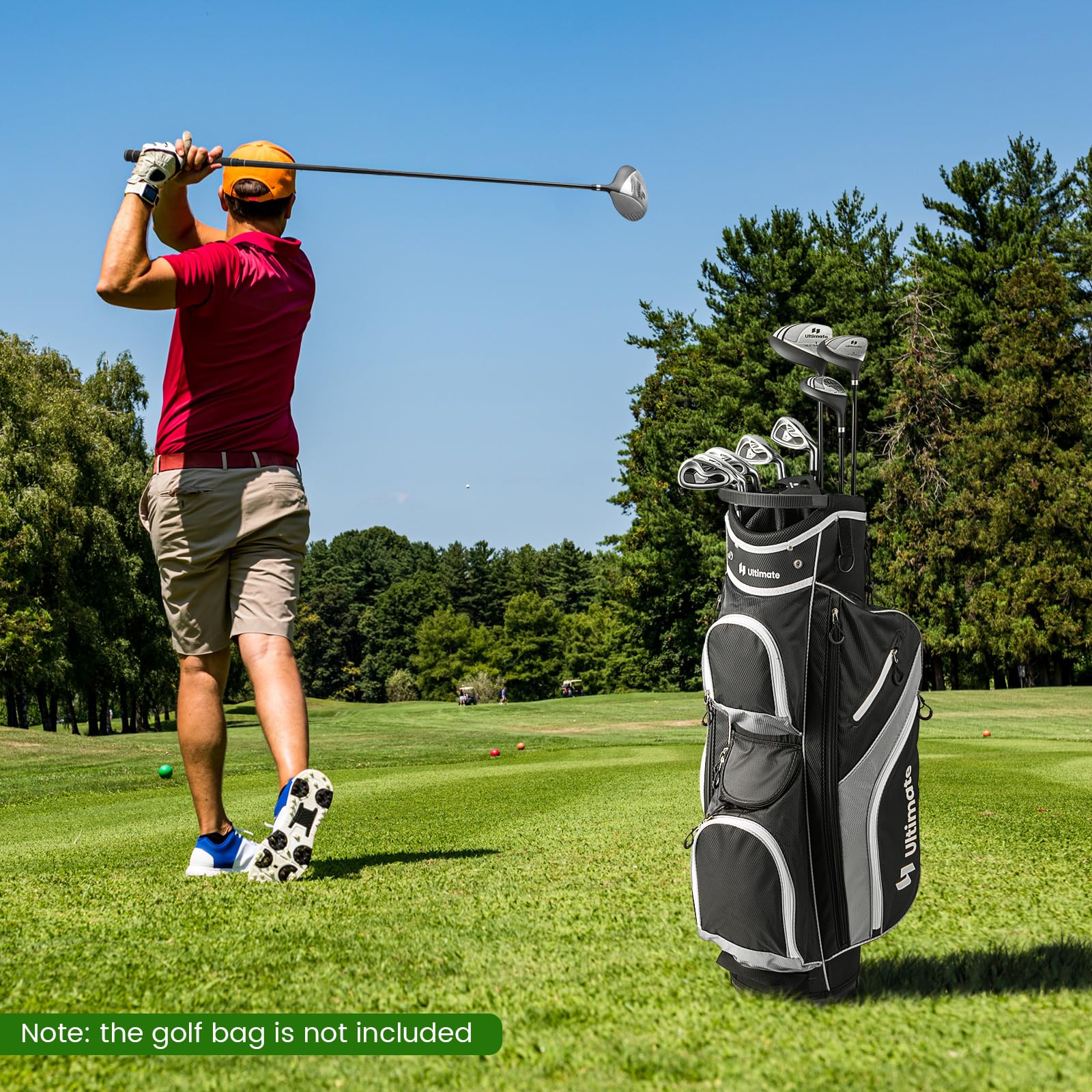 GYMAX Complete 12/14-Piece Right-Handed Golf Club Set for Men - Includes #1 Driver, #3 Fairway Wood, #4 Hybrid, 6-9 Irons, Pitching Wedge, Putter & Headcovers - Perfect for Beginners & Intermediate Golfers on the Course or Driving Range