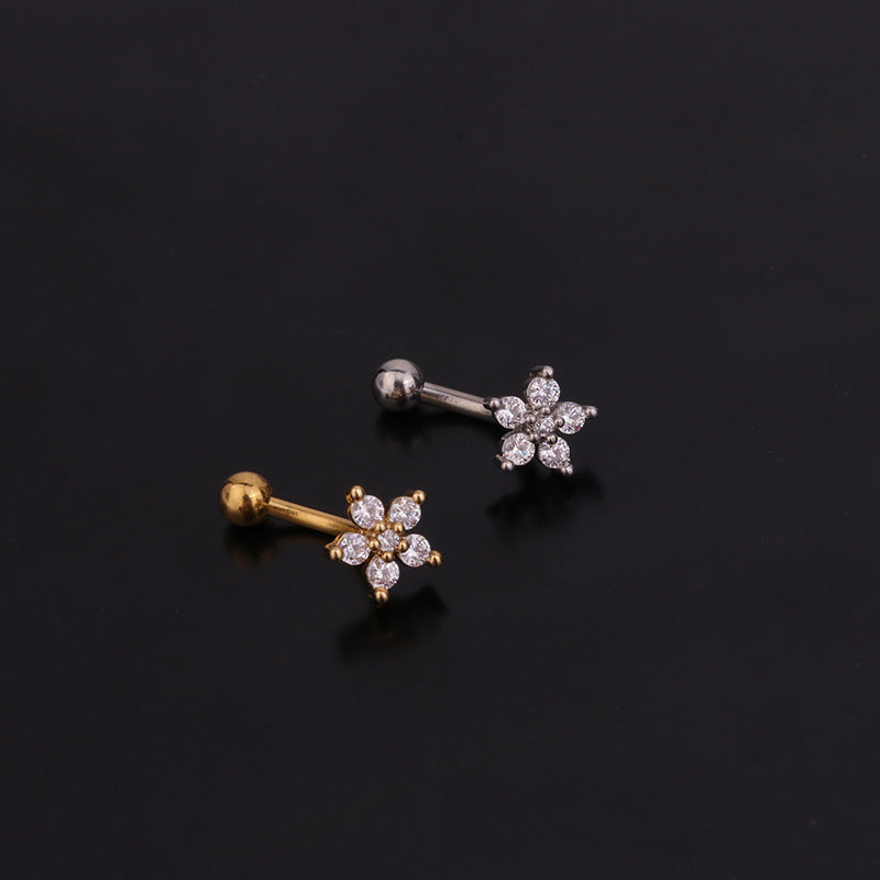 16G Curved Barbell Rook Piercing - Surgical Steel Flower Design Body Jewelry for Ear Cartilage | Perfect for Daily Wear, Parties & Unique Style Statements