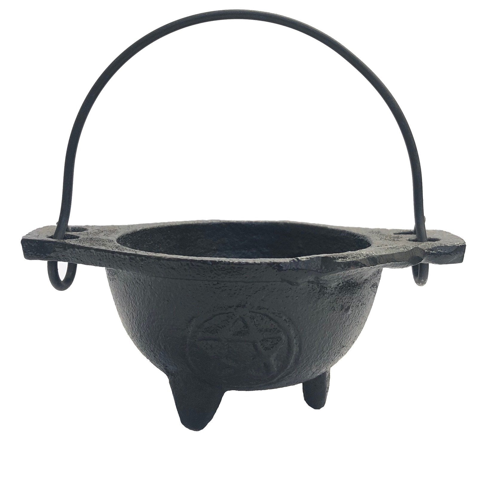 Small Cast Iron Cauldron with Pentagram Design - Perfect for Witchcraft, Halloween Decor & Ritual Use - No Lid Included