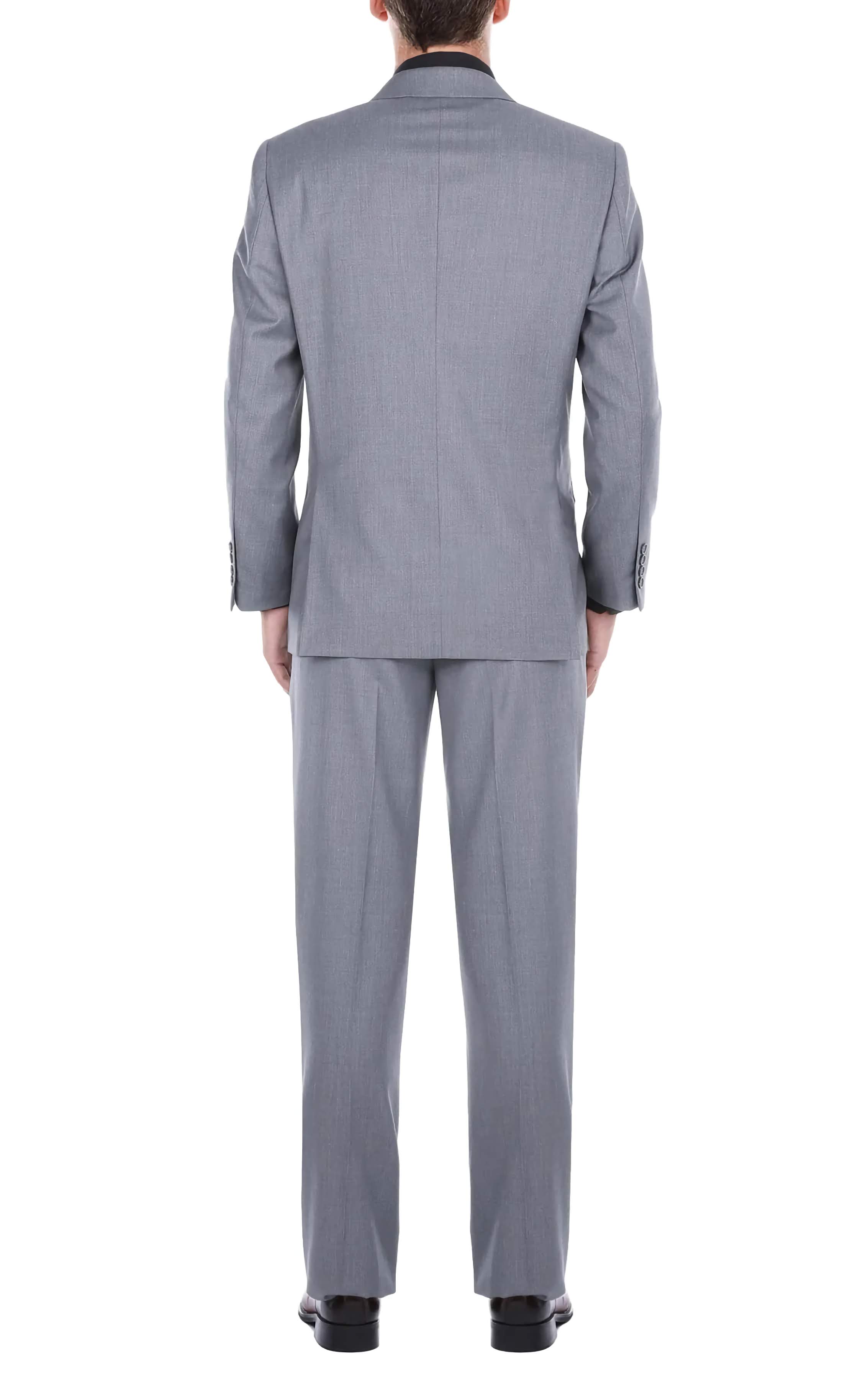 Vanderbilt Collection Classic 2-Piece Suit | 2-Button Regular Fit Gray Business Suit for Men | Perfect for Office, Weddings & Formal Events