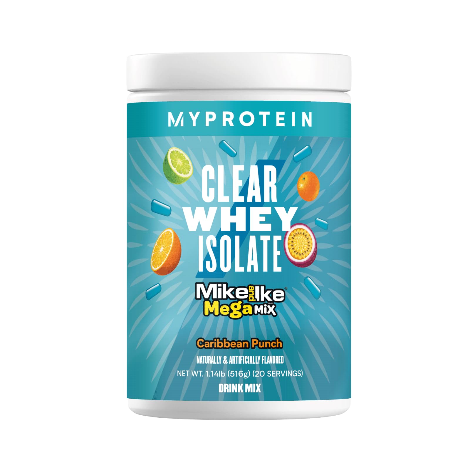 Myprotein Clear Whey Isolate Protein Powder - 1.1 Lb (20 Servings) Fruity Mike and IKE Caribbean Punch Flavor | 20g Protein per Serving for Muscle Recovery & Performance | Ideal for Post-Workout, Gym & Active Lifestyle