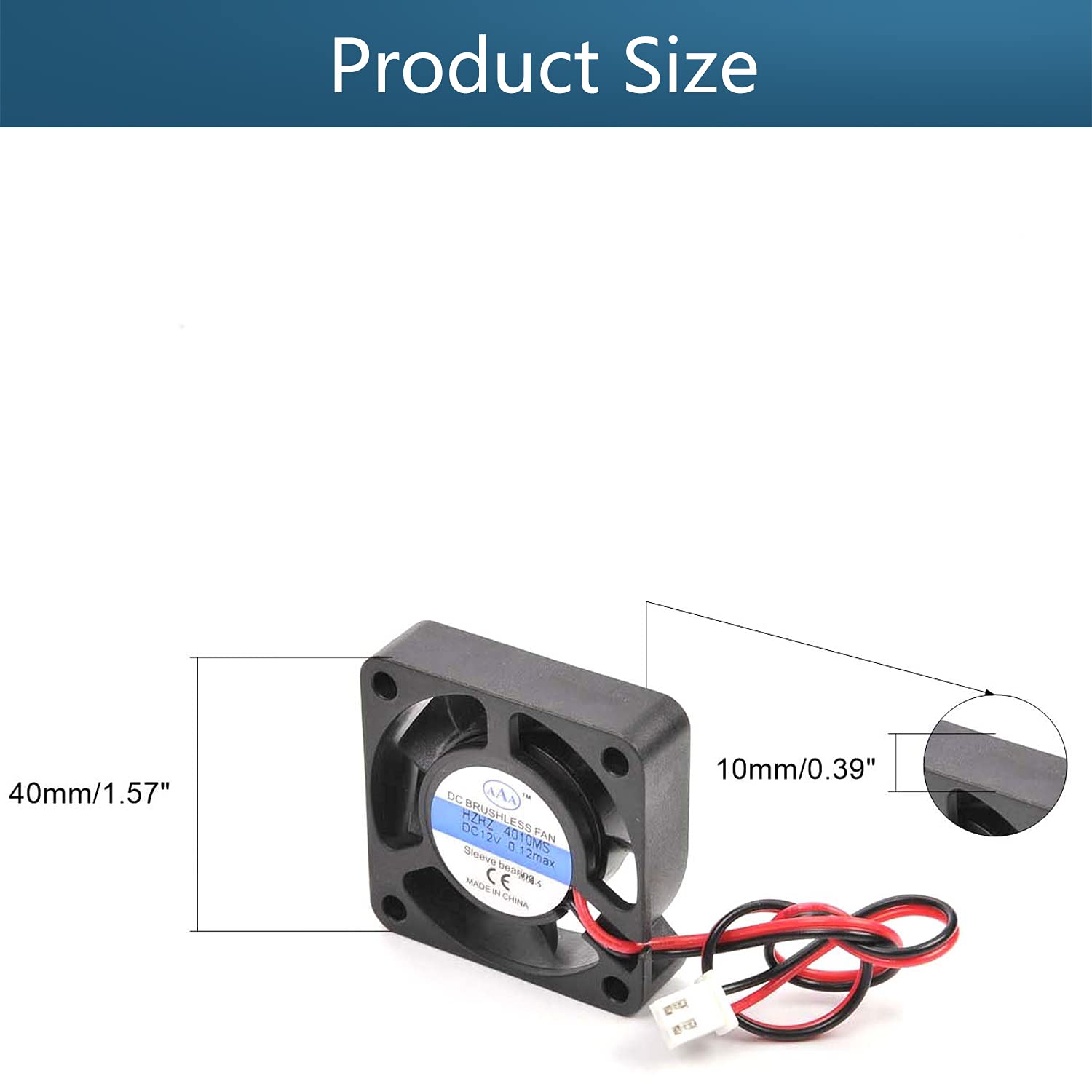 Aicosineg 40x40x10mm 12V Sleeve Bearing Cooling Fan - Long Life 1.44W PC Case Fan for CPU Radiator & Computer Cooling - Perfect for Gaming Rigs, Servers, and Home Office PCs