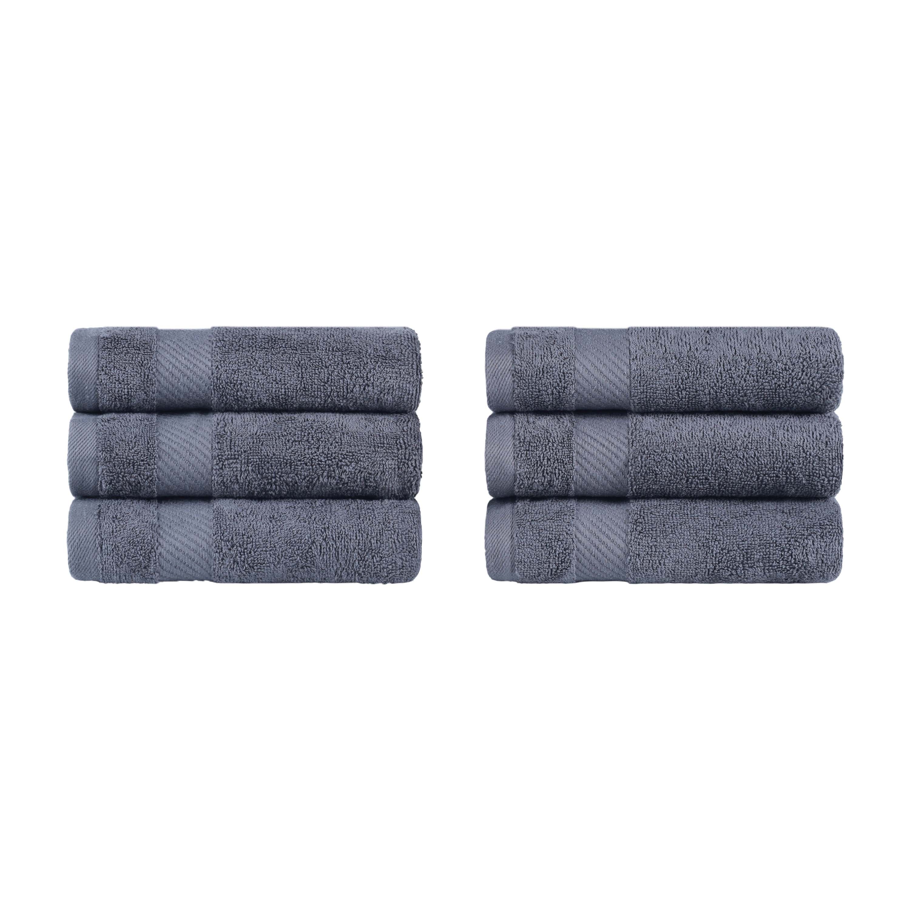Premium 6-Piece Egyptian Cotton Hand Towel Set with Elegant Dobby Border - Soft & Absorbent for Bathroom, Kitchen, and Guest Use