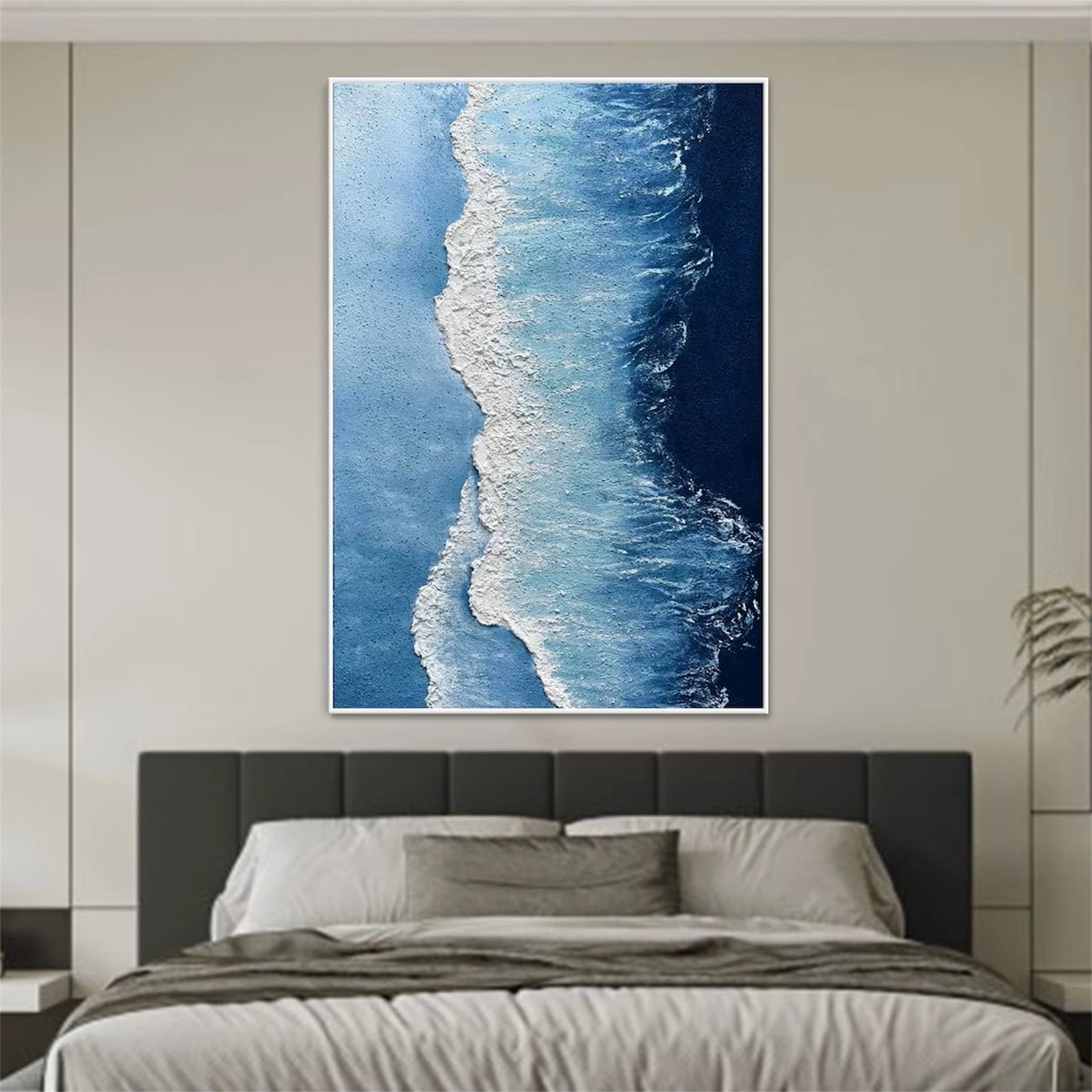 Ocean and Sky Painting #OS 063 - Handmade Canvas Wall Art for Home & Office Decor - Perfect for Living Room, Bedroom, or Office Wall Decoration