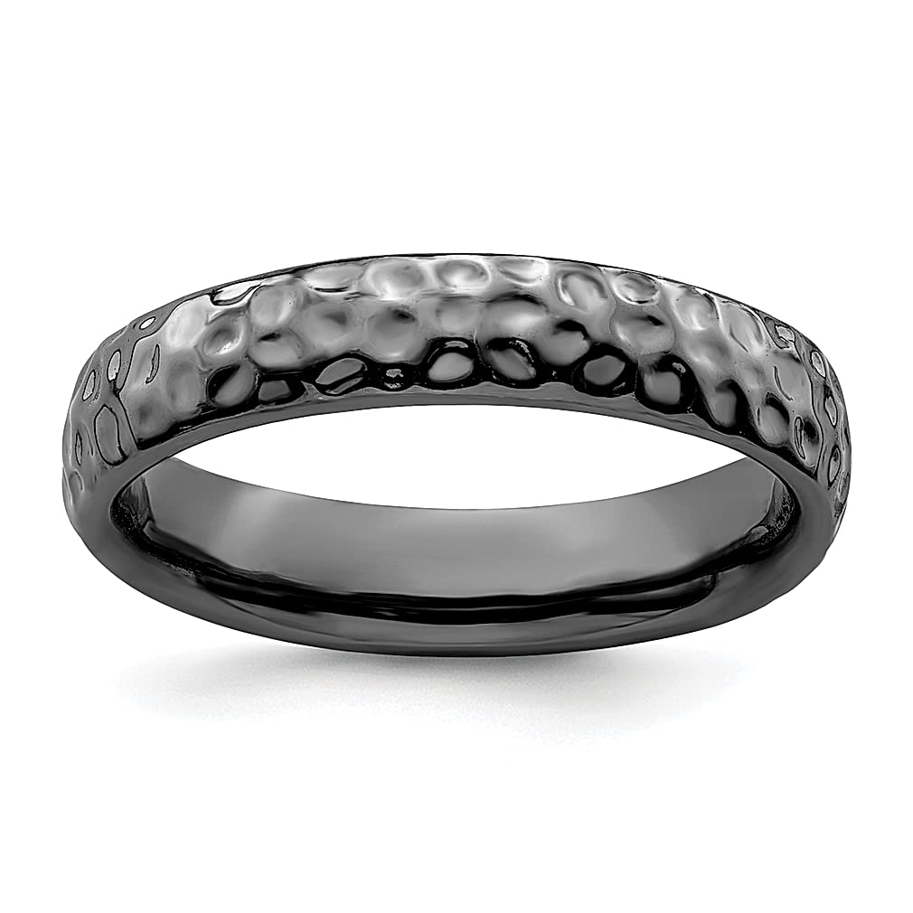 925 Silver Black Band Ring Stackable for Women - Elegant Jewelry Gift for Her - Perfect for Layering & Special Occasions