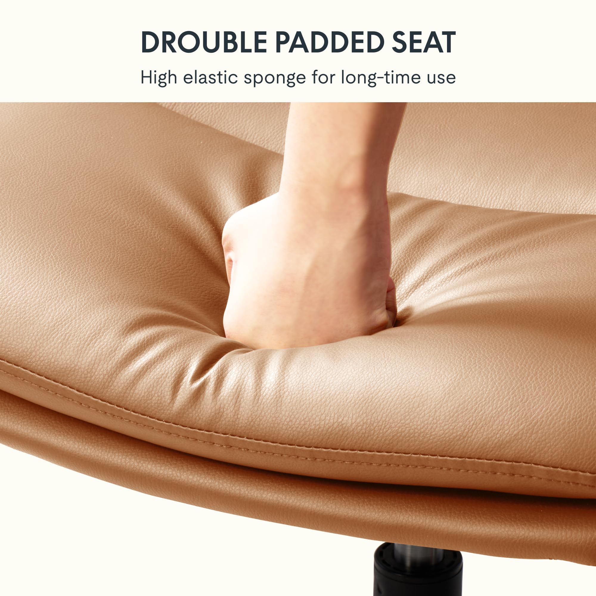 FlexiSpot Ergonomic Cross-Legged Office Chair with Wheels - Armless Vanity Desk Chair for Home & Office, Wide Cushioned Seat in Coffee Brown - Perfect for Makeup Stations, Work Desks & Reading Nooks