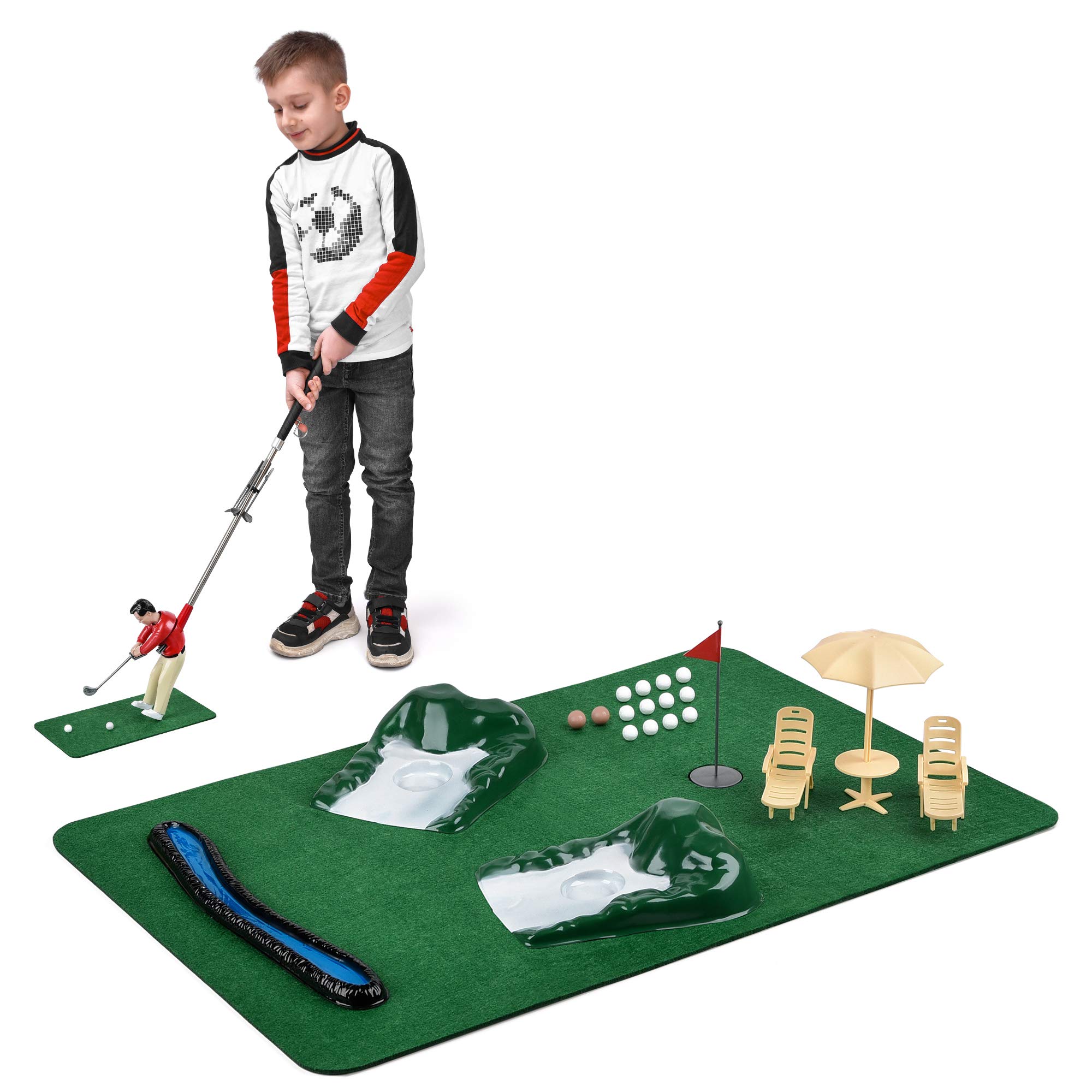 Abco Tech Mini Indoor Golf Kit – Portable Backyard Golf Course Set for Home – Lightweight & Compact – Easy Setup & Play – Perfect for Family Fun, Parties & Backyard Entertainment