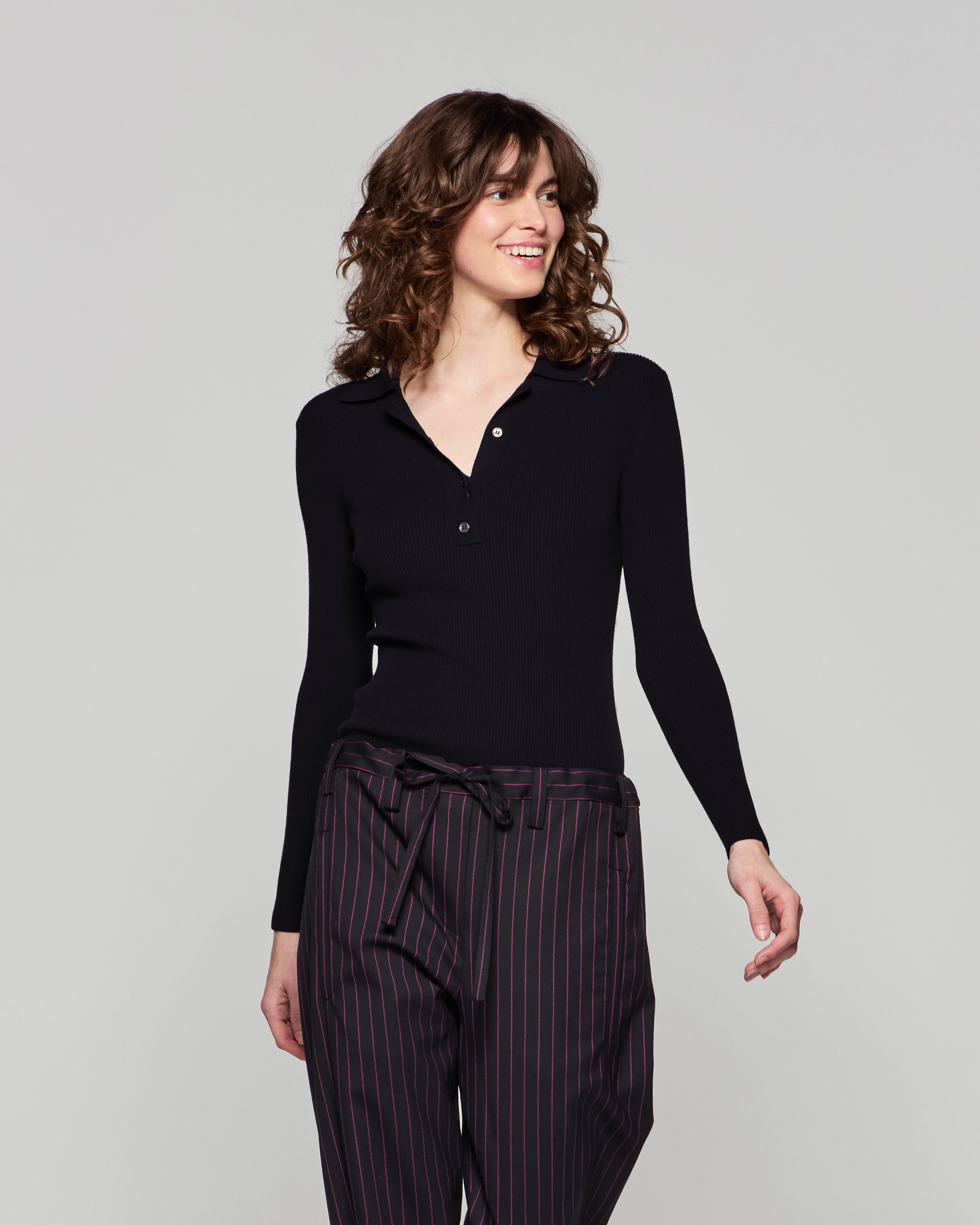 Men's Ribbed Henley Top - Black | Soft Stretch Cotton Shirt for Casual Wear & Layering | Perfect for Everyday Outfits, Date Nights & Outdoor Activities