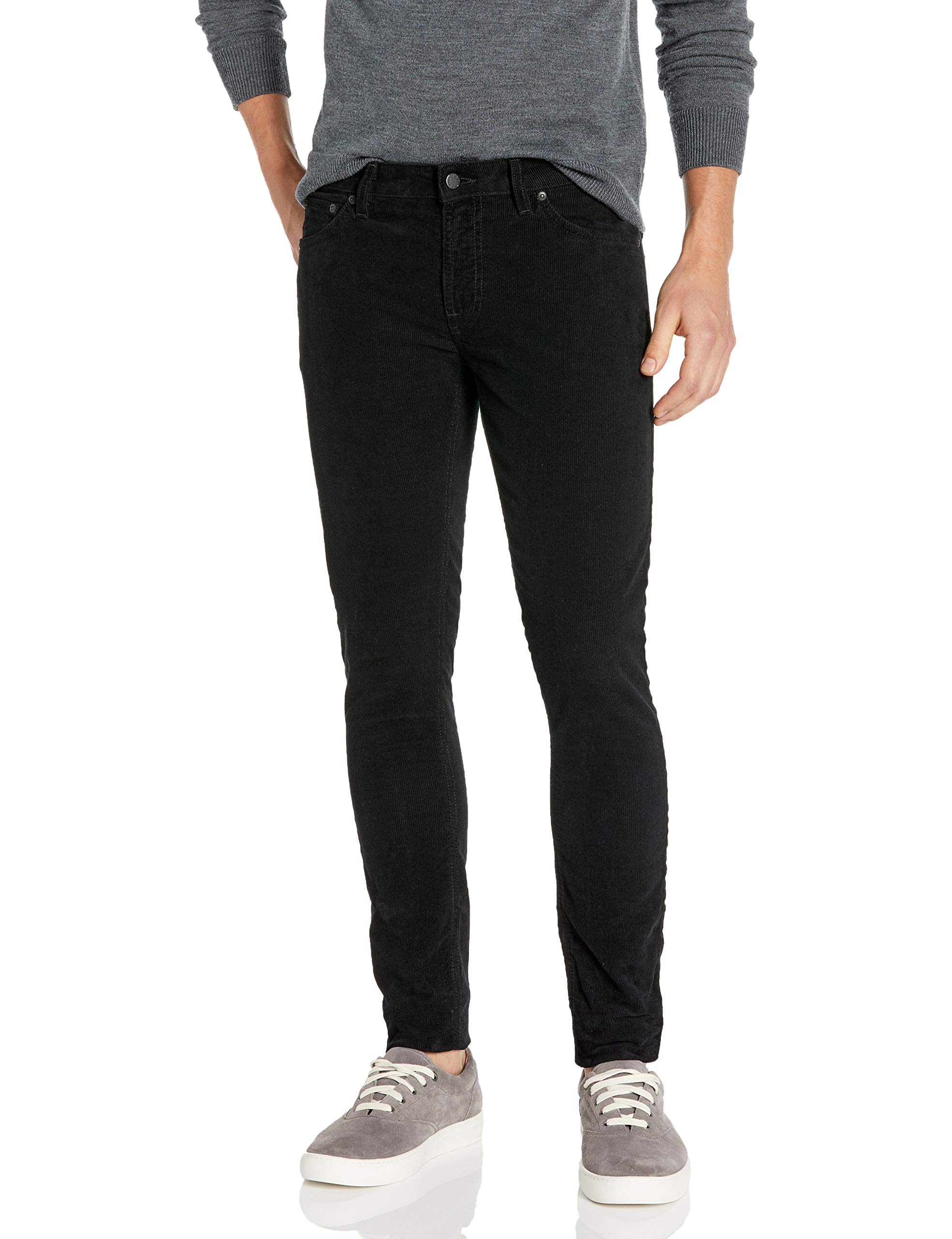 Nudie Jeans Skinny Lin Black Corduroy Pants for Women - Slim Fit Stretch Denim Jeans | Perfect for Casual Wear, Office & Night Out