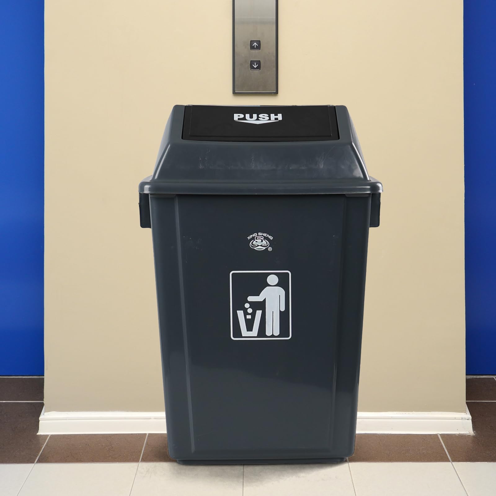 13 Gallon Plastic Swing Lid Trash Can - 4 Pack Outdoor Garbage Bin with Leak-Proof Design, Heavy Duty & Weather Resistant for Patio, Backyard, Garage, and Commercial Use (Grey)