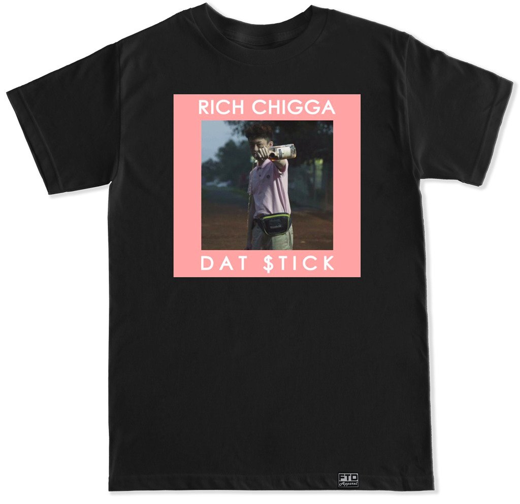 FTD Apparel Men's Rich Chigga Dat Stick Graphic T-Shirt - Trendy Hip Hop Streetwear for Casual Wear & Concerts