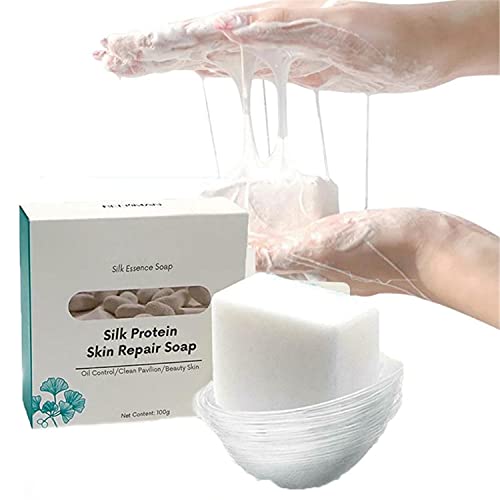 Skinferm Silk Protein Whitening & Repair Soap with Goat Milk & Collagen - Acne Moisturizing Treatment for All Skin Types (2 Pcs) | Gentle Cleansing for Daily Skincare, Brightening & Hydration