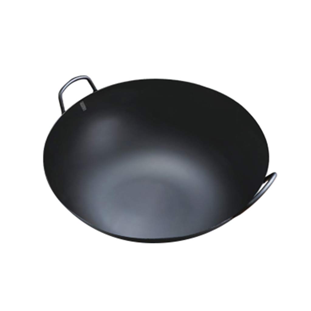 ADKINC 22 Inch Traditional Hand Hammered Cast Iron Wok - High Capacity Chef's Pot for Family Meals, Rust-Resistant & Durable - Perfect for Stir-Frying, Deep Frying & Asian Cooking