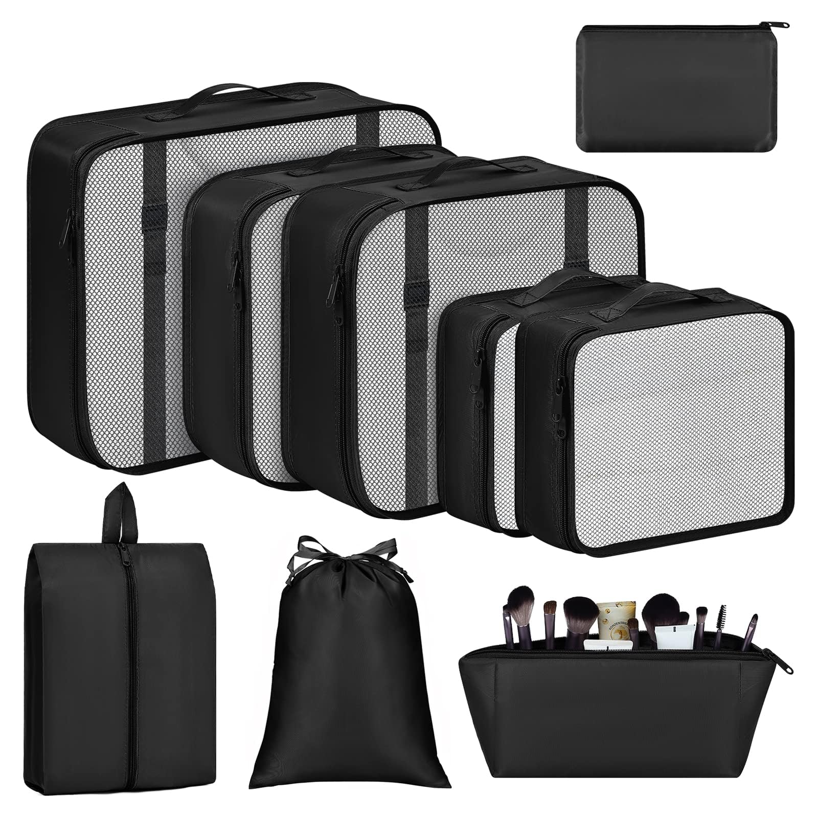 DIMJ 9-Piece Packing Cubes Set for Travel - Lightweight Luggage Organizers with Mesh Panels for Suitcase Storage (Perfect for Business Trips, Vacations & Weekend Getaways)