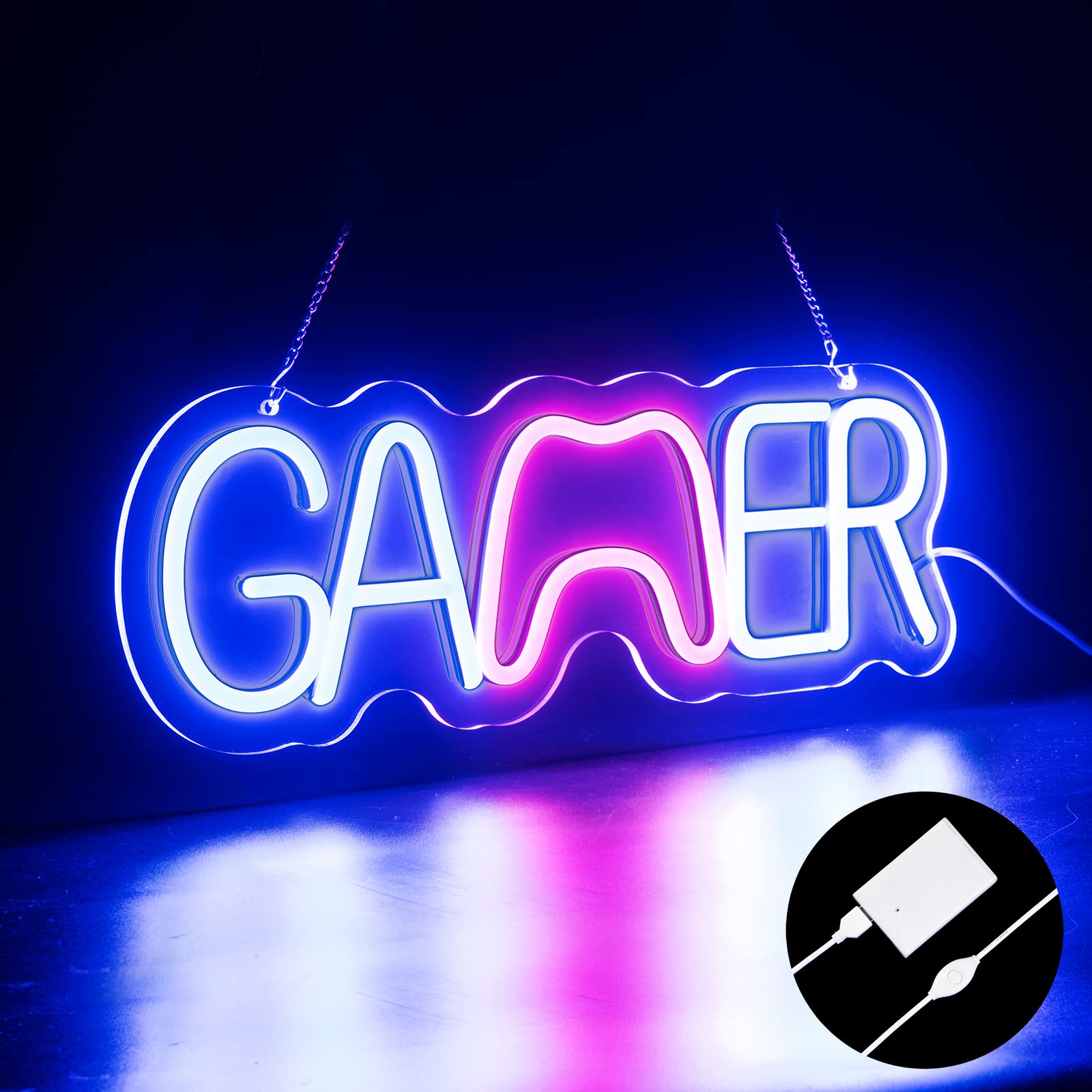 CRMETA LED Gaming Room Decor - Adjustable Brightness Neon Wall Sign for Video Game Battle Stations, Bedroom & Gamer Setup | Perfect for Boys, Girls & Teens Gaming Enthusiasts | Ideal for Esports Tournaments, Streaming Backgrounds & Game Room Lighting