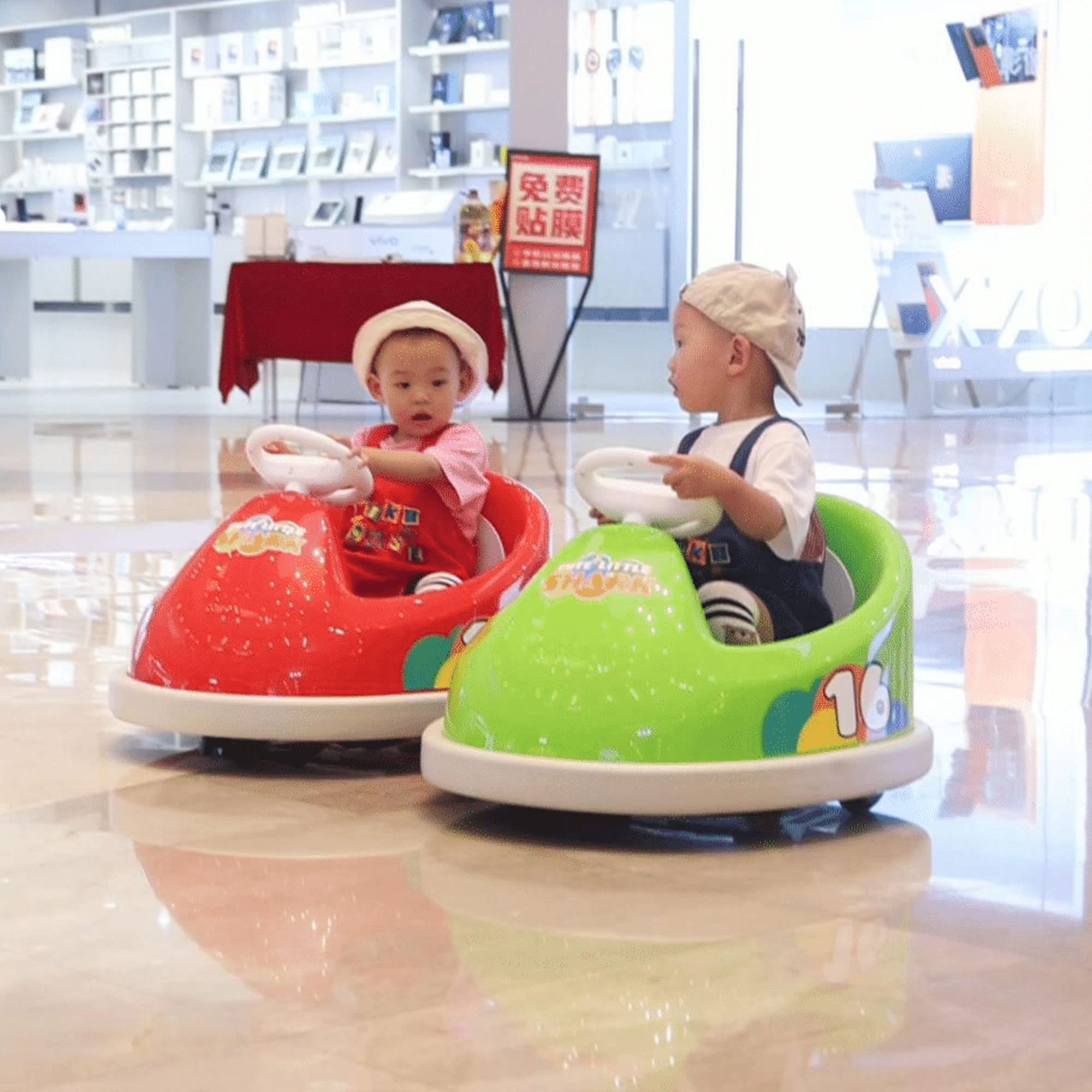 Best 6V Electric Ride On Bumper Car for Kids Ages 2-4 - Anti-Collision Bar, 360° Spin, LED Lights & Music - Safe Toddler Toy for Indoor/Outdoor Playtime (Red)