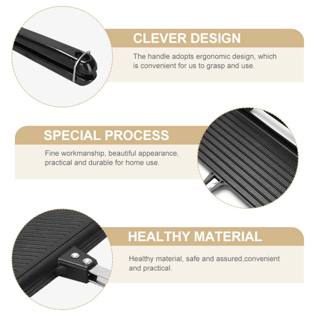 DOITOOL Non-Stick Double-Sided Grill Pan - Waffle Maker & Sandwich Press for Breakfast, Panini, Cake Toast | Perfect for Home Cooking, Camping & Quick Snacks