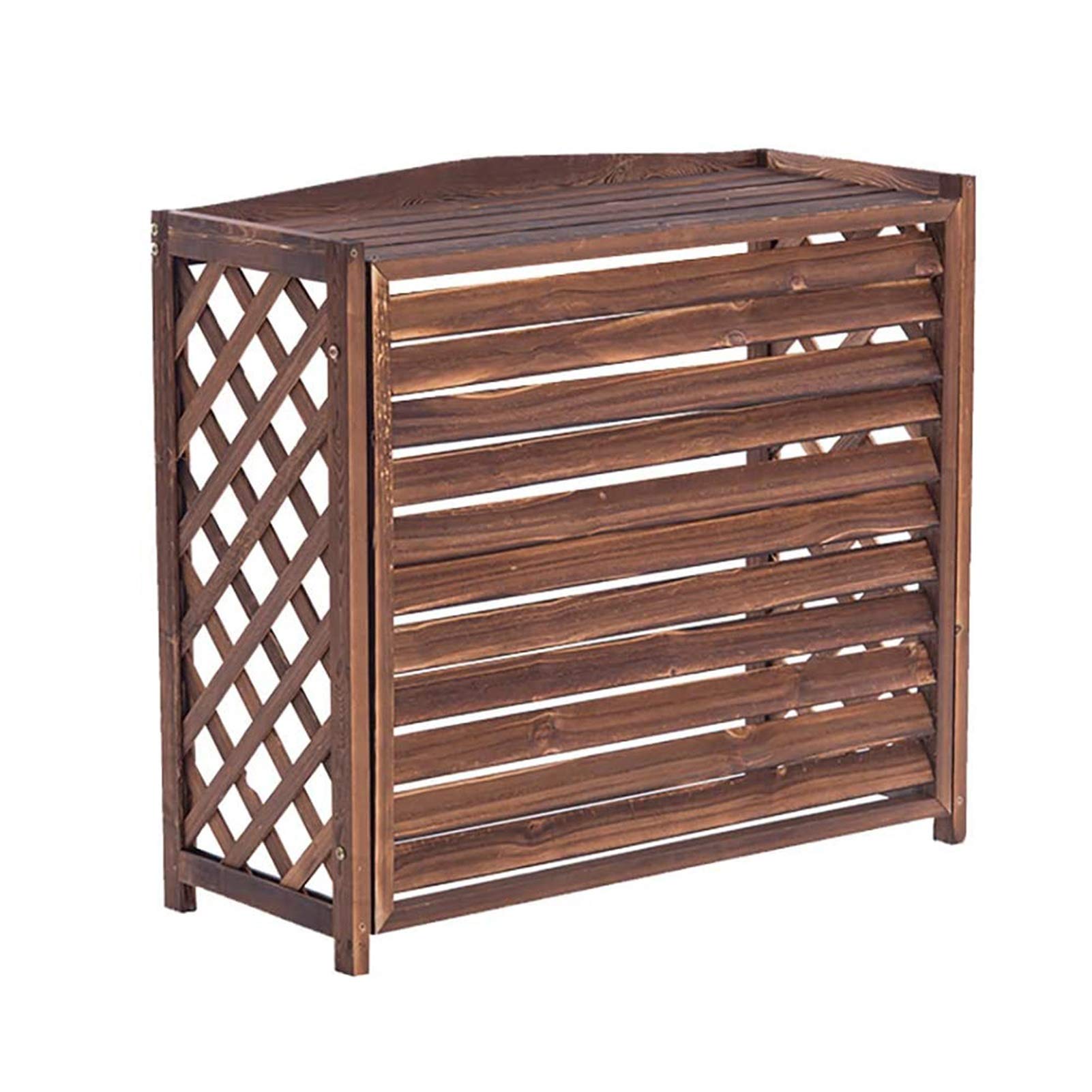 Wooden Indoor/Outdoor Plant Stand & 3-Panel AC Privacy Screen - Carbonized Finish, Easy Installation for Home, Patio & Garden Decor