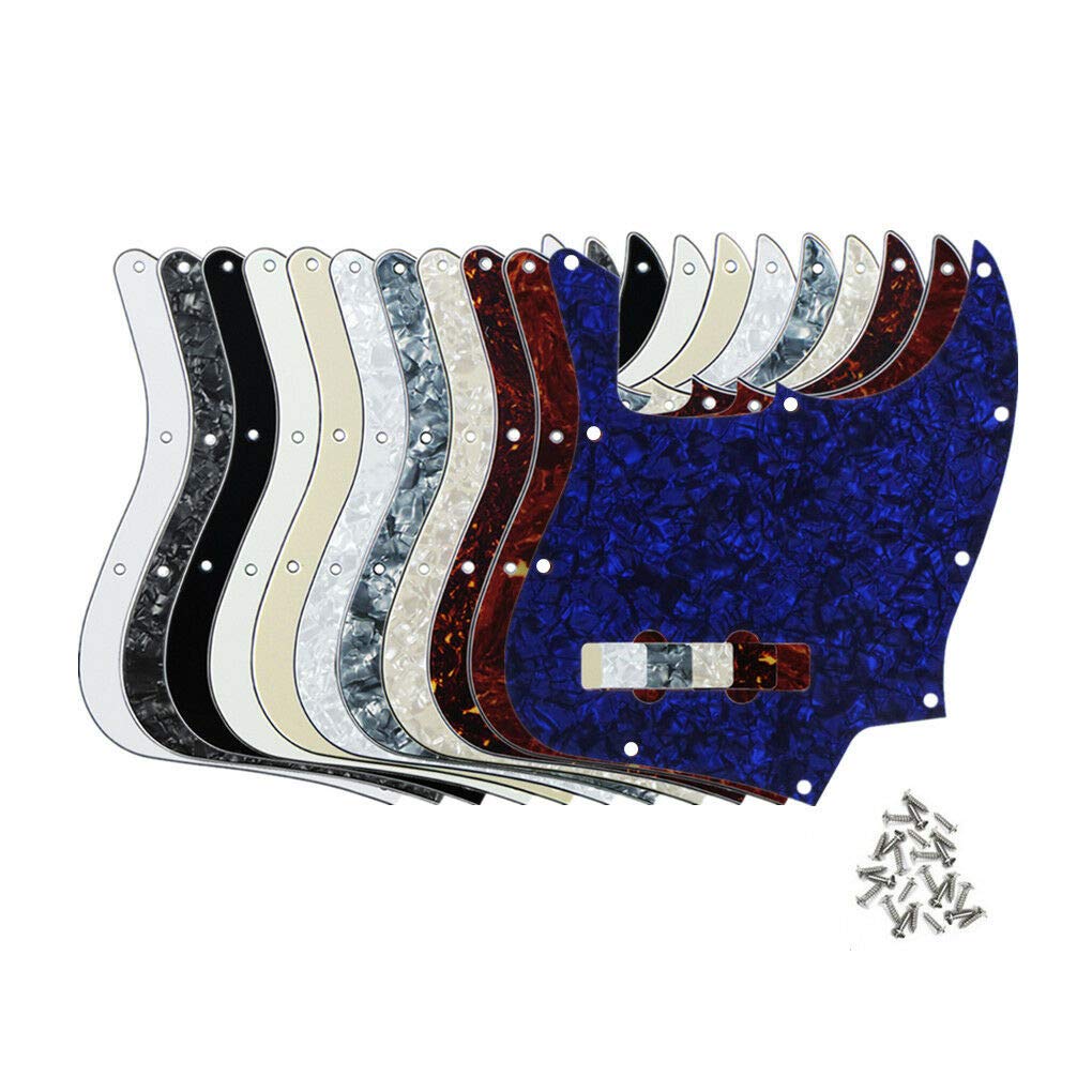 J Bass Pickguard 10-Hole Scratch Plate for Standard 4-String Jazz Bass Guitar - Grey Pearl 4-Ply | Replacement Part for Fender Jazz Bass | Perfect for DIY Guitar Repair & Customization