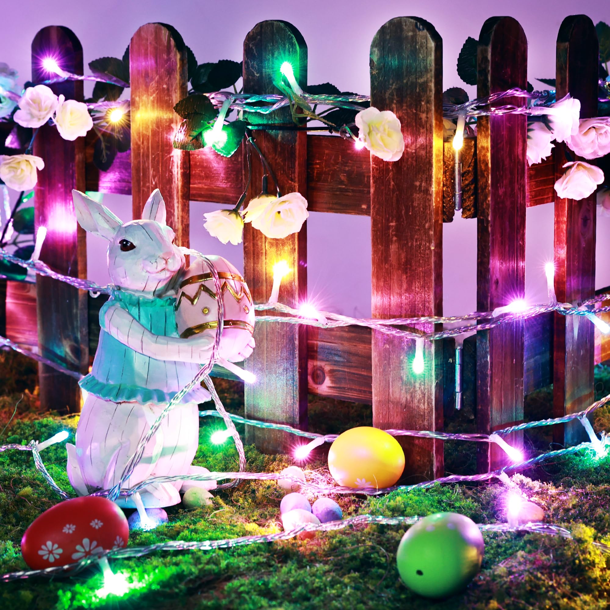 Lomotech 100 LED Easter Lights Battery Operated - 33ft Waterproof String Lights with Timer (2 Pack) for Home Decor, Garden Party, Holiday Tree Decoration | Indoor & Outdoor Christmas, Wedding, Patio Lighting