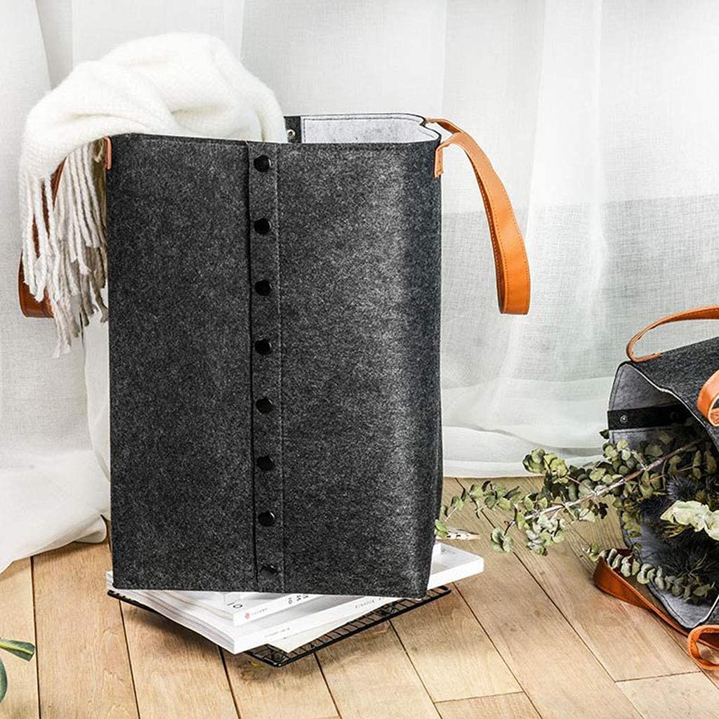 Premium Felt Laundry Hamper with Faux Leather Handles - Large Toy Storage Basket & Clothes Organizer for Kids Bedroom, Nursery, or Playroom - Durable Multi-Purpose Storage Solution for Boys & Girls