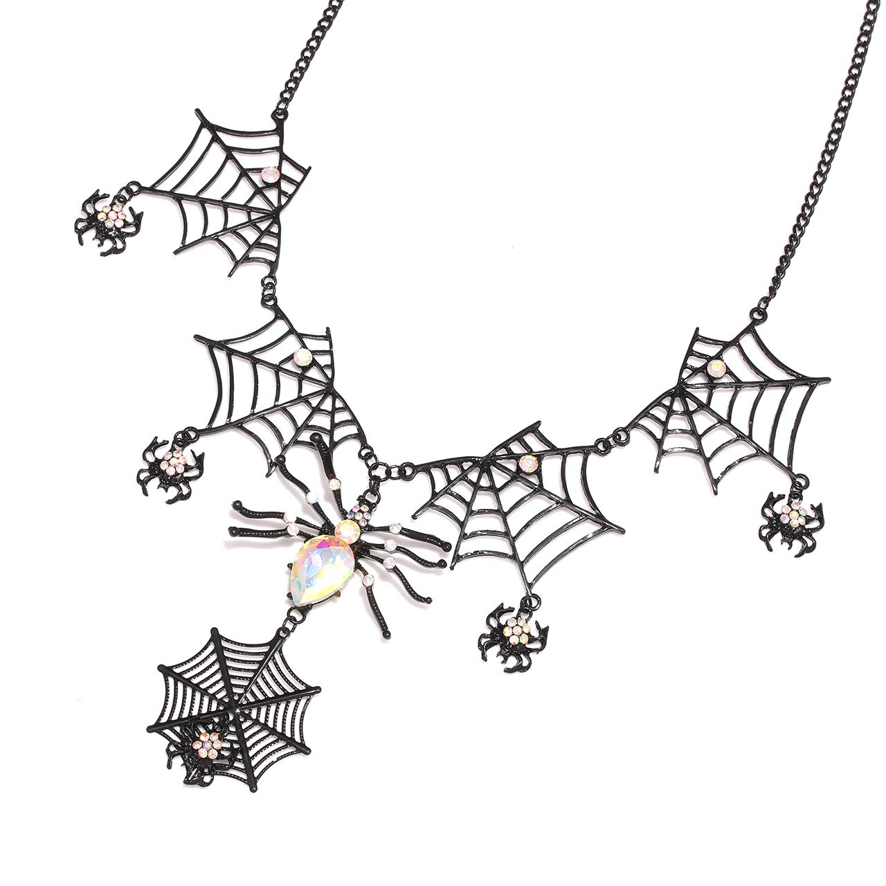 BVGA Halloween Spider Web Pendant Necklace with Rhinestone Spiders & Tarantula Charm - Gothic Statement Choker for Women | Perfect for Halloween Parties, Cosplay & Gothic Fashion Accessories