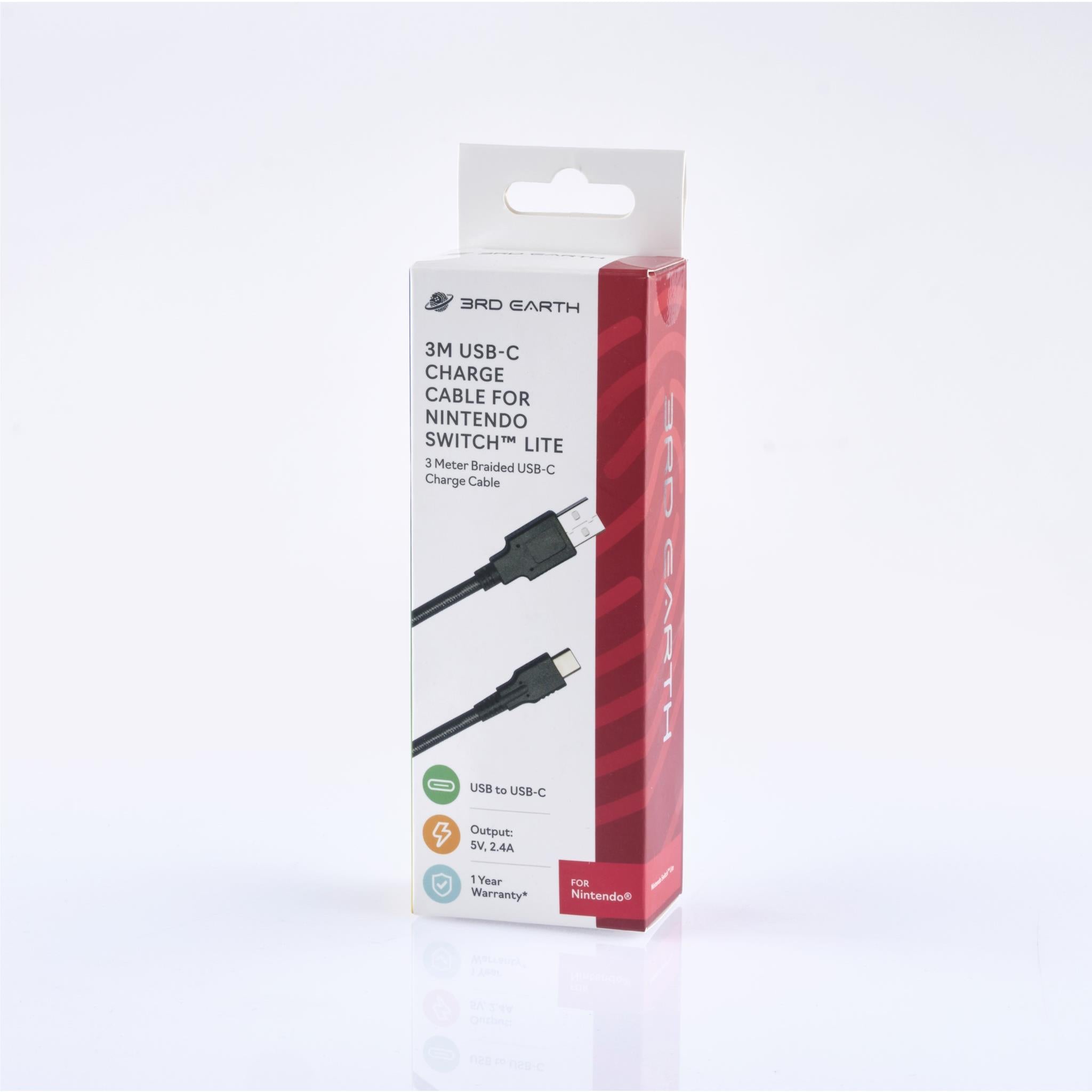3M USB C Charging Cable for Nintendo Switch™ - Fast Charging, Durable Grey Cord - Perfect for Gaming, Travel & Home Use