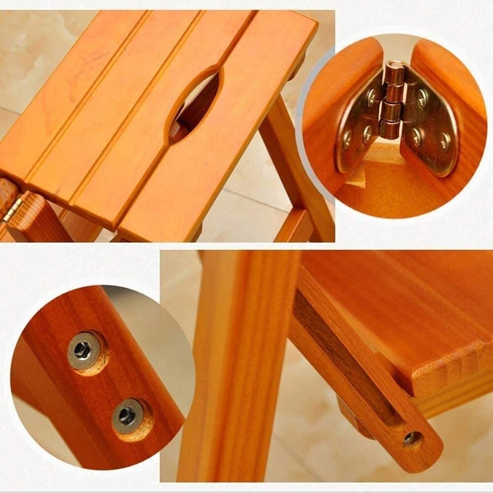 FADUNI Solid Wood Folding Step Stool for Home - Multifunctional Kitchen Stool, Ladder Chair, Footrest - Light Color - Perfect for Small Spaces, Cooking, Bathroom & Living Room Use