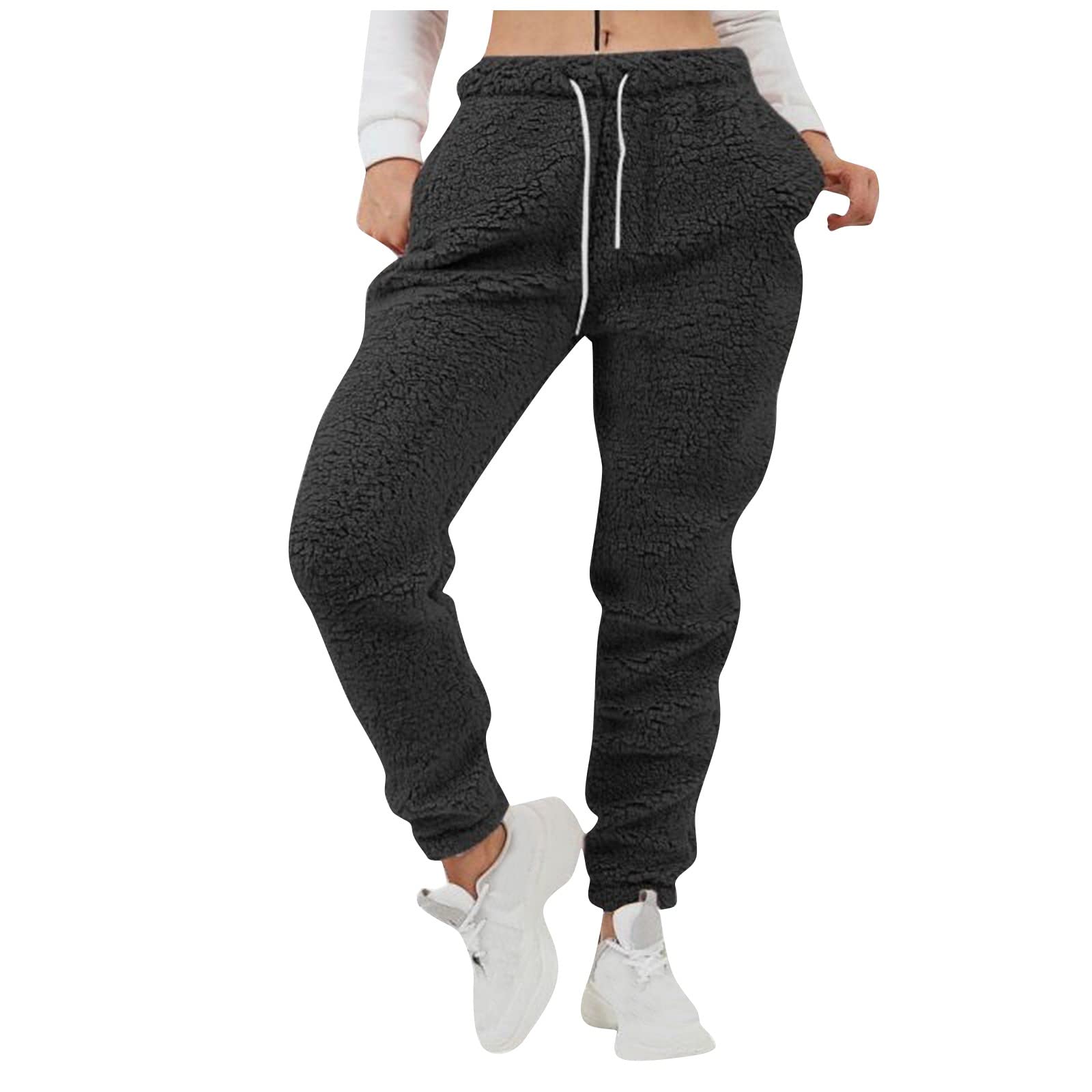Women's Fleece Loose Casual Pants - Soft Plush Walking Trousers for Home & Outdoor Comfort - Warm Cozy Lounge Pants for Relaxing, Yoga, and Winter Wear