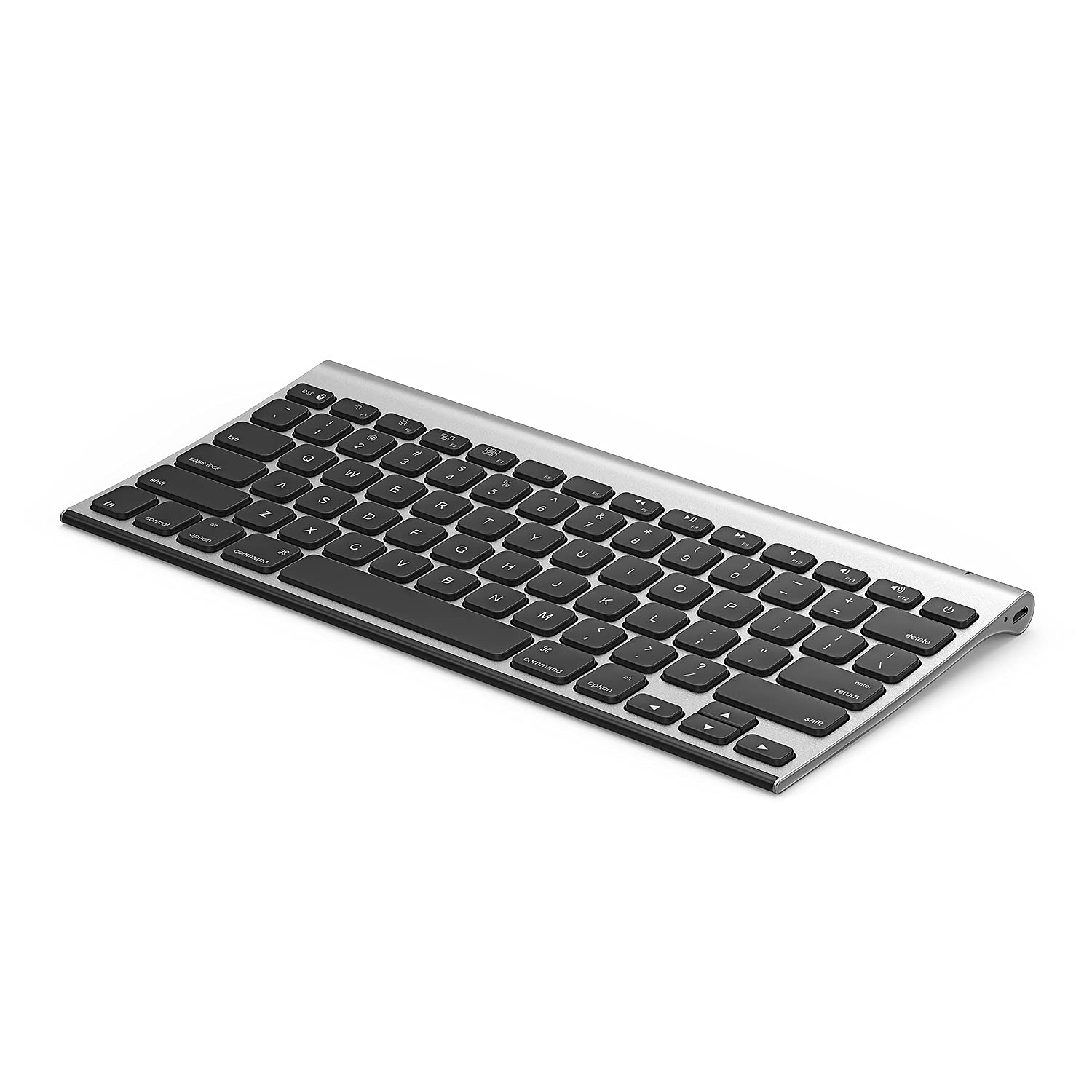 Nasuque Compact Wireless Rechargeable Bluetooth Keyboard for Mac - Compatible with MacBook, MacBook Air, MacBook Pro, iMac & iMac Pro (Black Silver) | Perfect for Office, Home & Travel Use