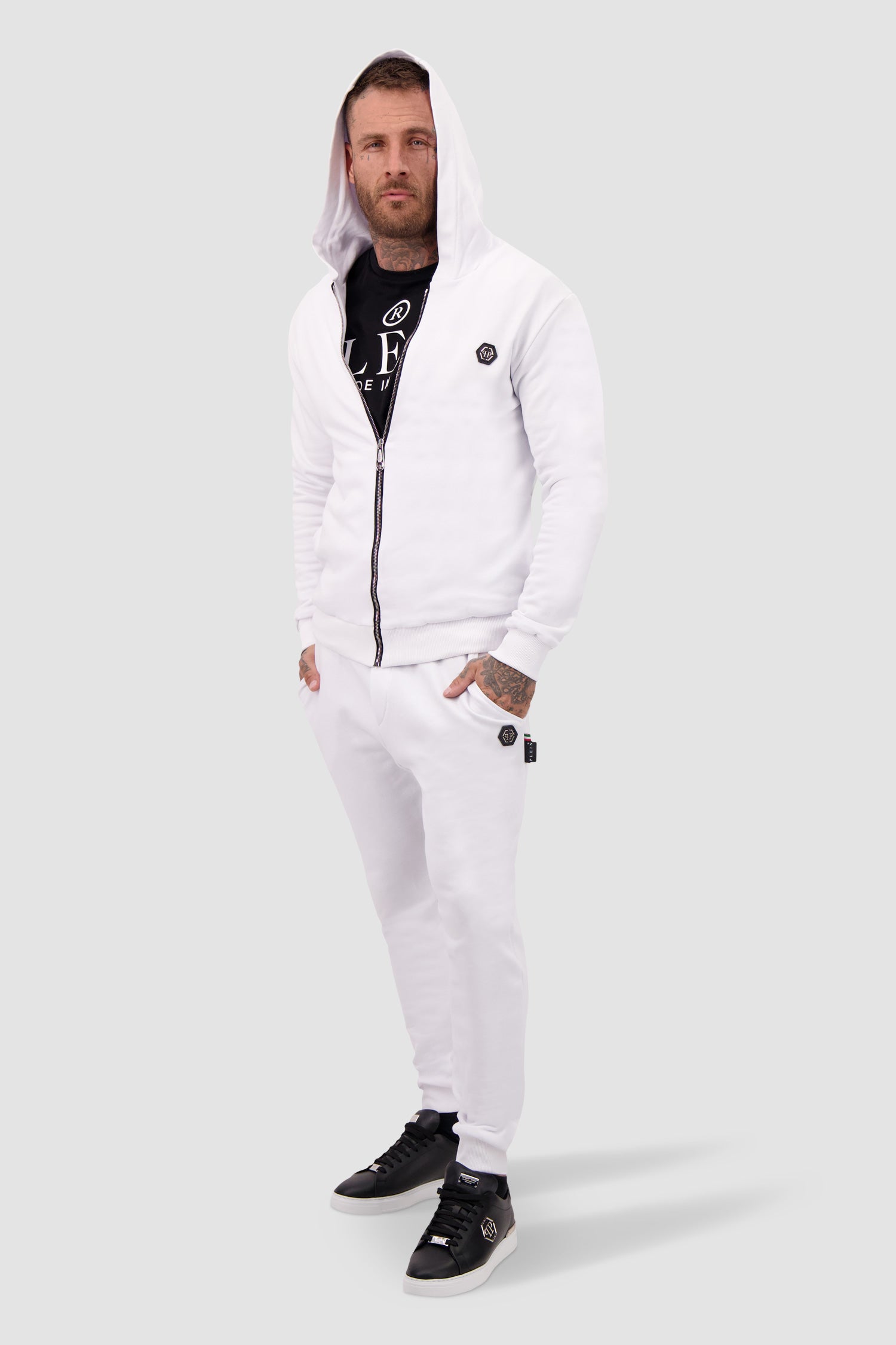 Philipp Plein White PP1978 Jogging Tracksuit - Men's Luxury Sportswear Set for Running, Gym & Casual Wear