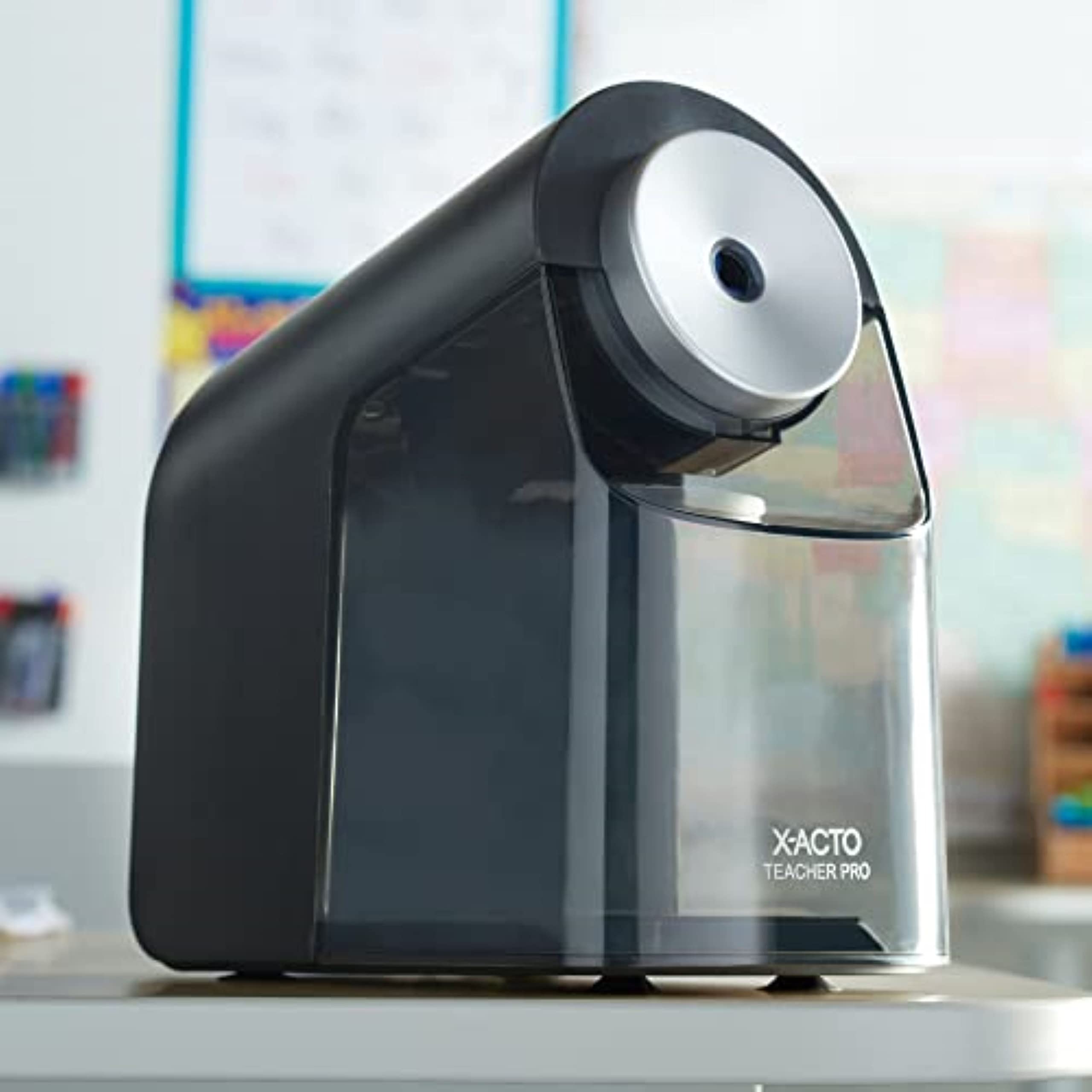 X ACTO Electric Pencil Sharpener with Auto Adjust Dial - SafeStart & SmartStop Technology - Perfect for Office, School & Art Studio Use (Black)