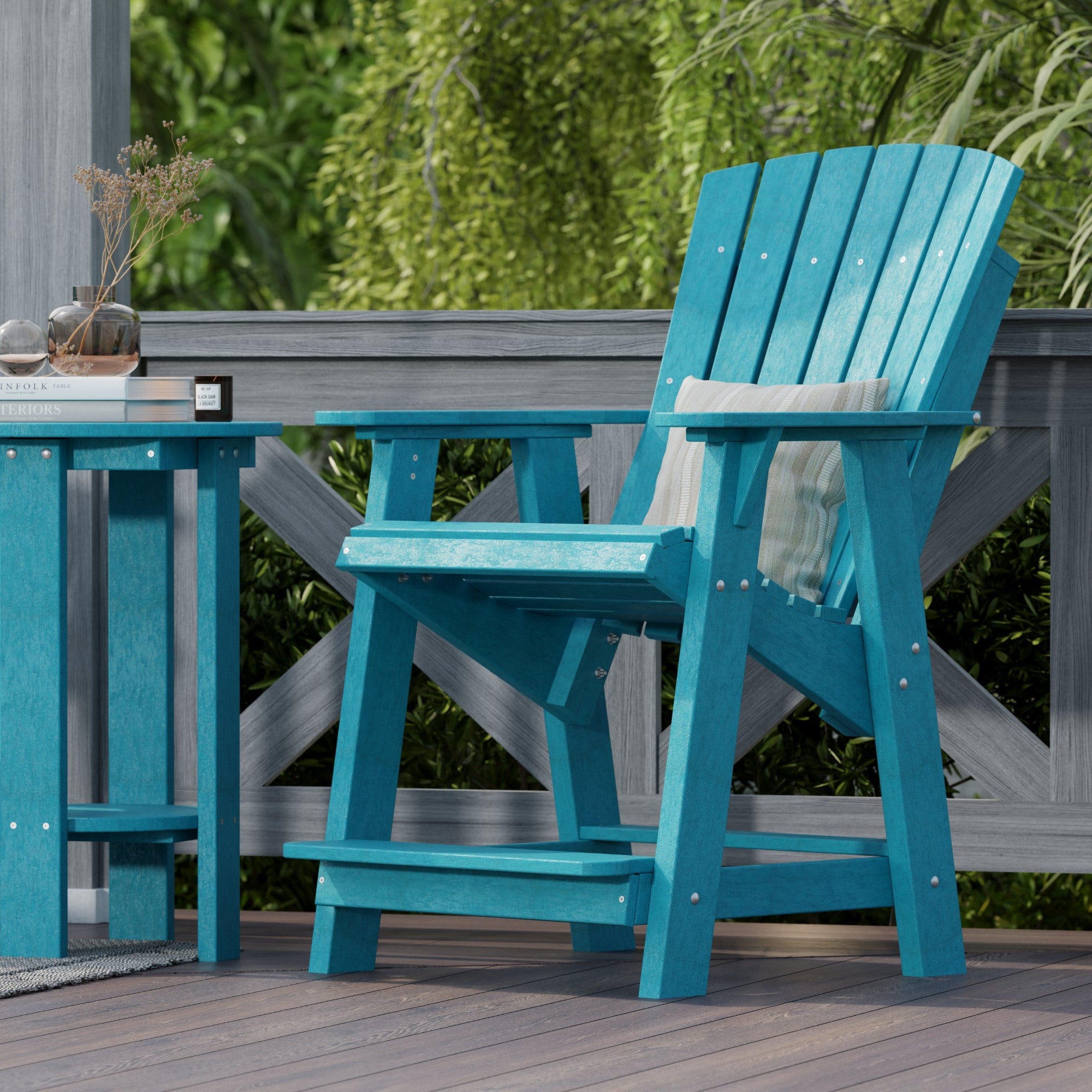 Premium Heritage High Adirondack Chair - Solid Wood Outdoor Patio Furniture for Garden, Deck, Poolside & Backyard Relaxation