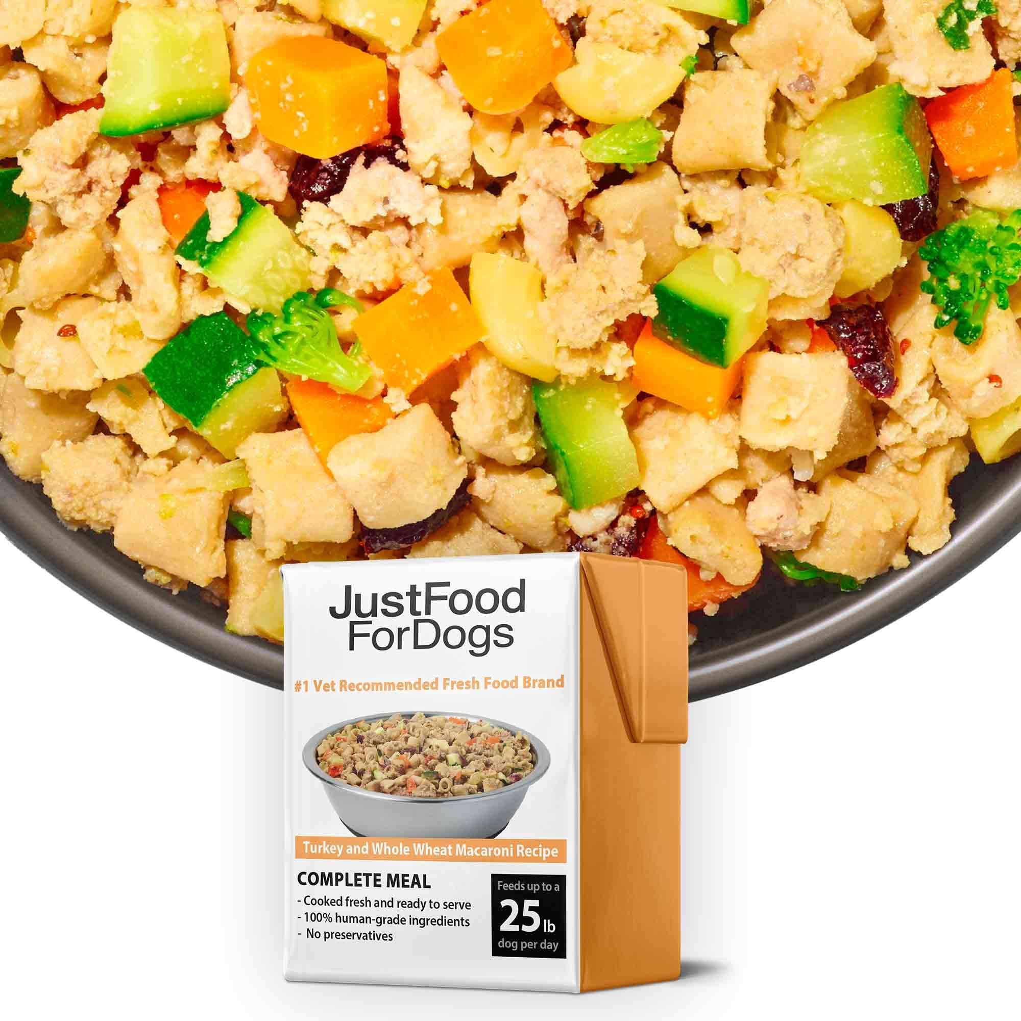 JustFoodForDogs Pantry Fresh Wet Dog Food - Turkey & Whole Wheat Macaroni Recipe | Human-Grade Complete Meal or Food Topper for Dogs | 12.5 oz (6-Pack) | Perfect for Home Feeding, Travel & Picky Eaters