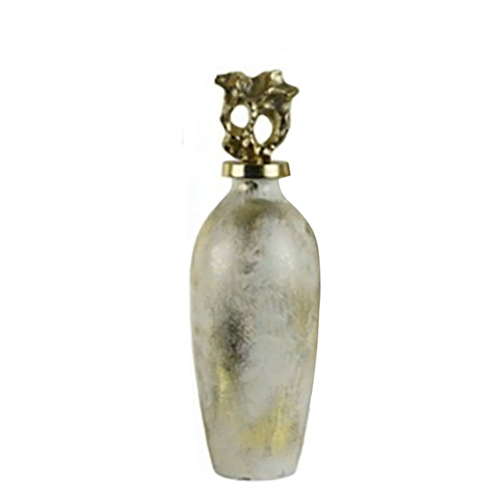Kingston Living 16-Inch White and Gold Glass Vase with Tribal Topper - Elegant Home Decor for Centerpieces, Wedding Decorations & Modern Interior Design