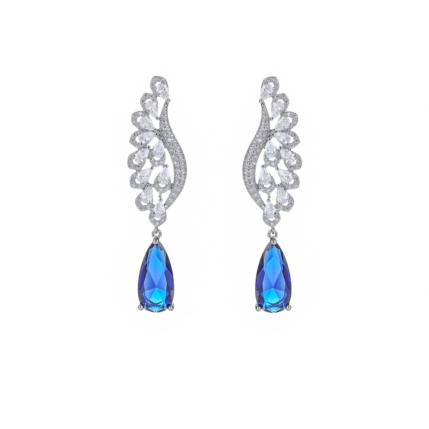 Cubic Zirconia CZ Wings Dangle Earrings for Women - Elegant Crystal Bridal Jewelry for Wedding, Bridesmaid & Birthday Party Gifts | Perfect for Prom, Anniversary & Special Occasions