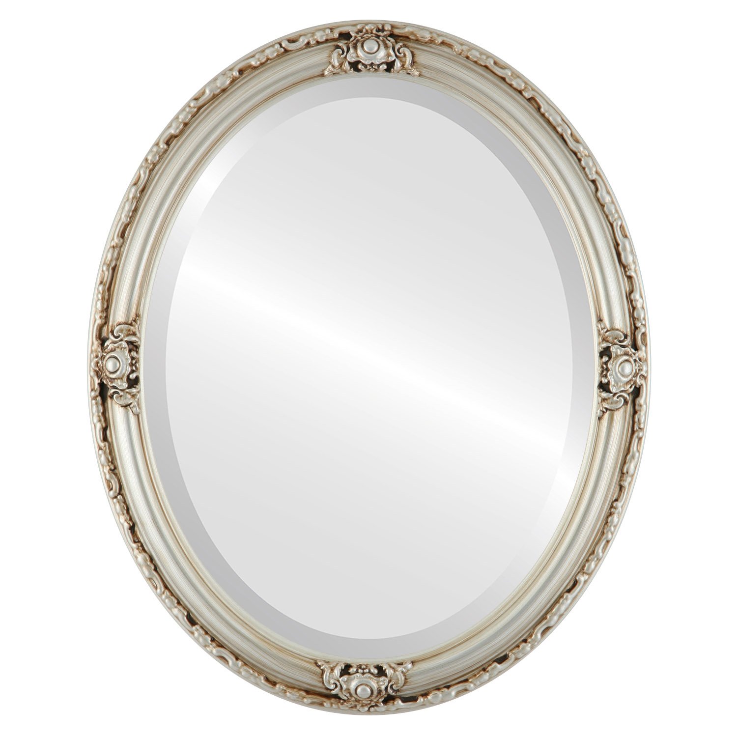 Jefferson Style Oval Beveled Wall Mirror - Silver 22x32 Inches - Elegant Home Decor for Living Room, Bedroom & Entryway