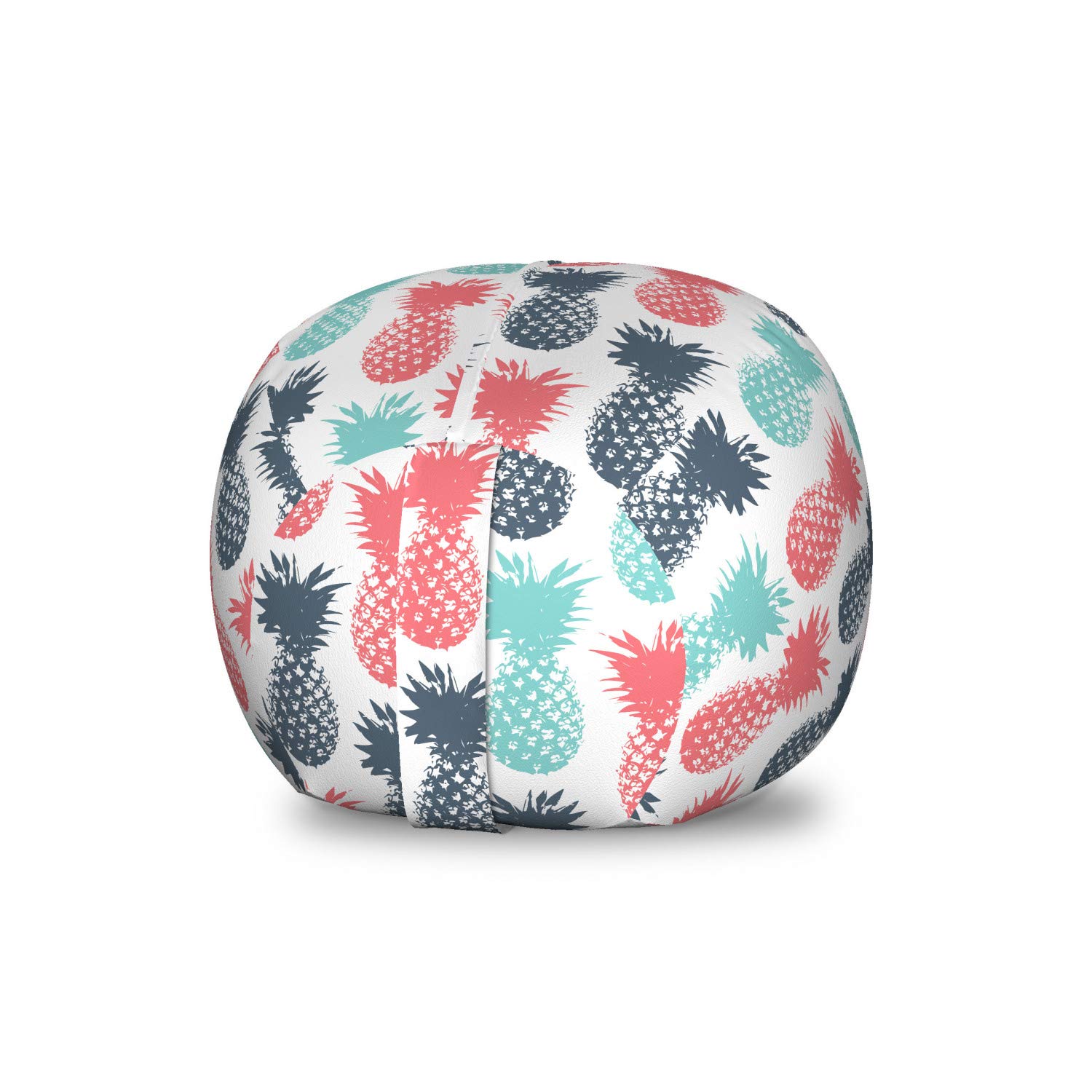 Ambesonne Pineapple Storage Toy Bag Chair - Tropical Fruit Pattern Stuffed Animal Organizer, Washable Small Size in Turquoise White Coral - Perfect for Kids' Room, Playroom & Beach House Decor