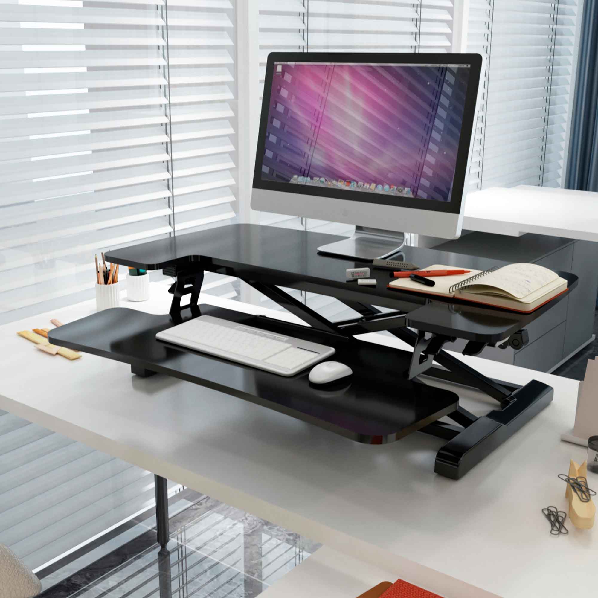 71cm Height Adjustable Standing Desk Converter Riser - 50cm Max Height, 15kg Weight Capacity - Ergonomic Workstation Solution for Home & Office Use