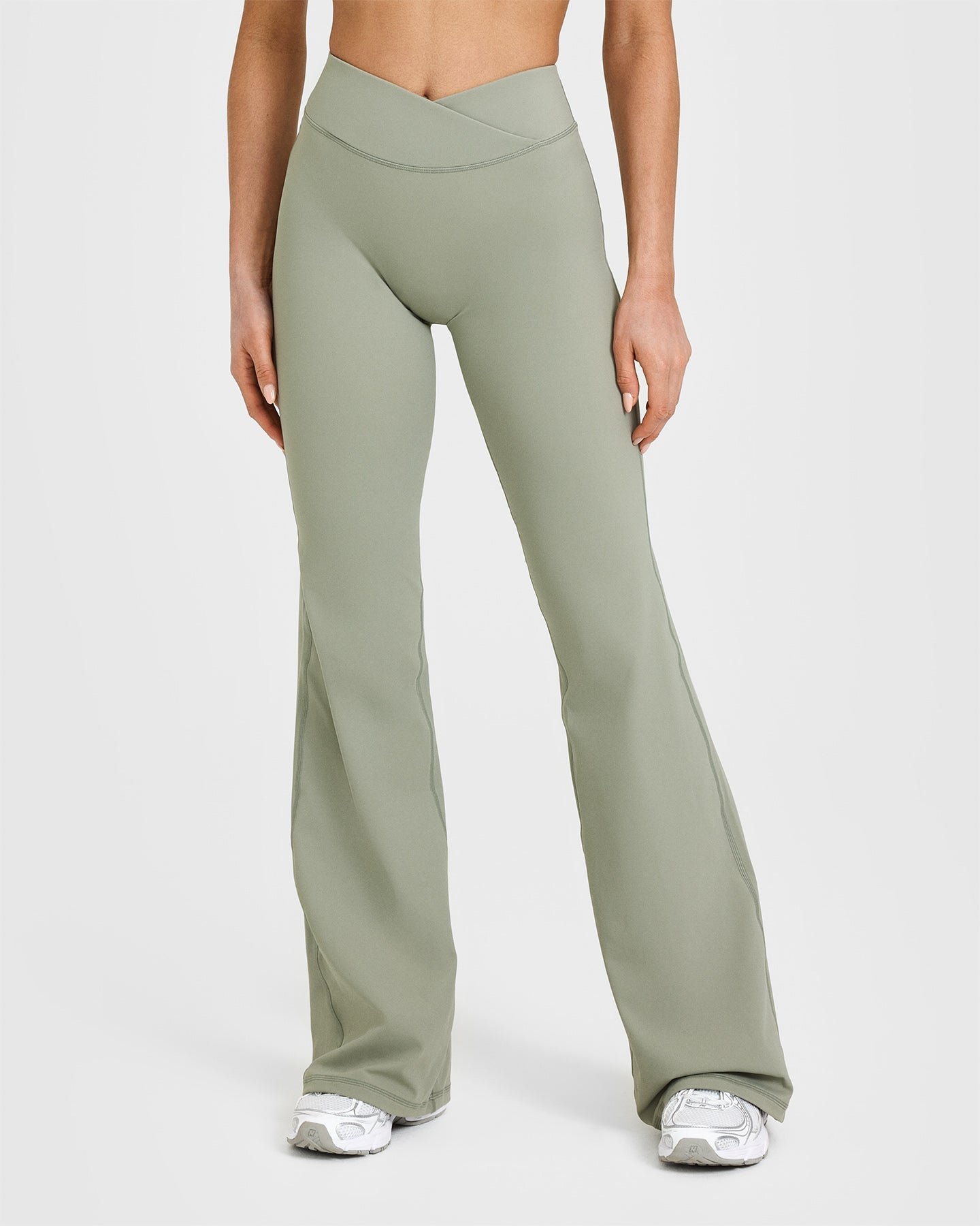 Soft Sage Green Flared Pants for Women - Comfortable High Waist Wide Leg Trousers | Perfect for Casual Wear, Office, and Travel
