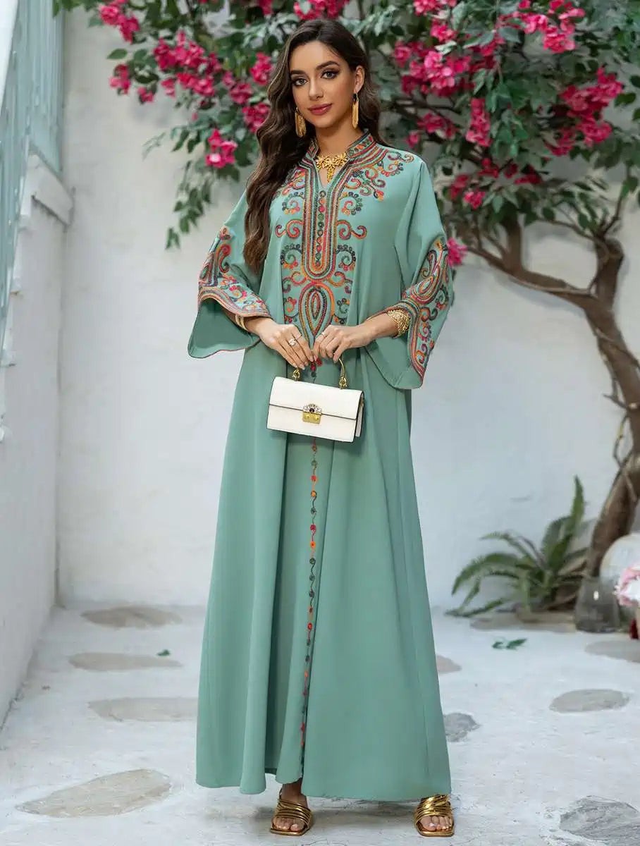 Elegant Arab Rope Embroidery Eid Caftan Kaftan Dress for Women - Perfect for Eid Celebrations, Weddings & Special Occasions