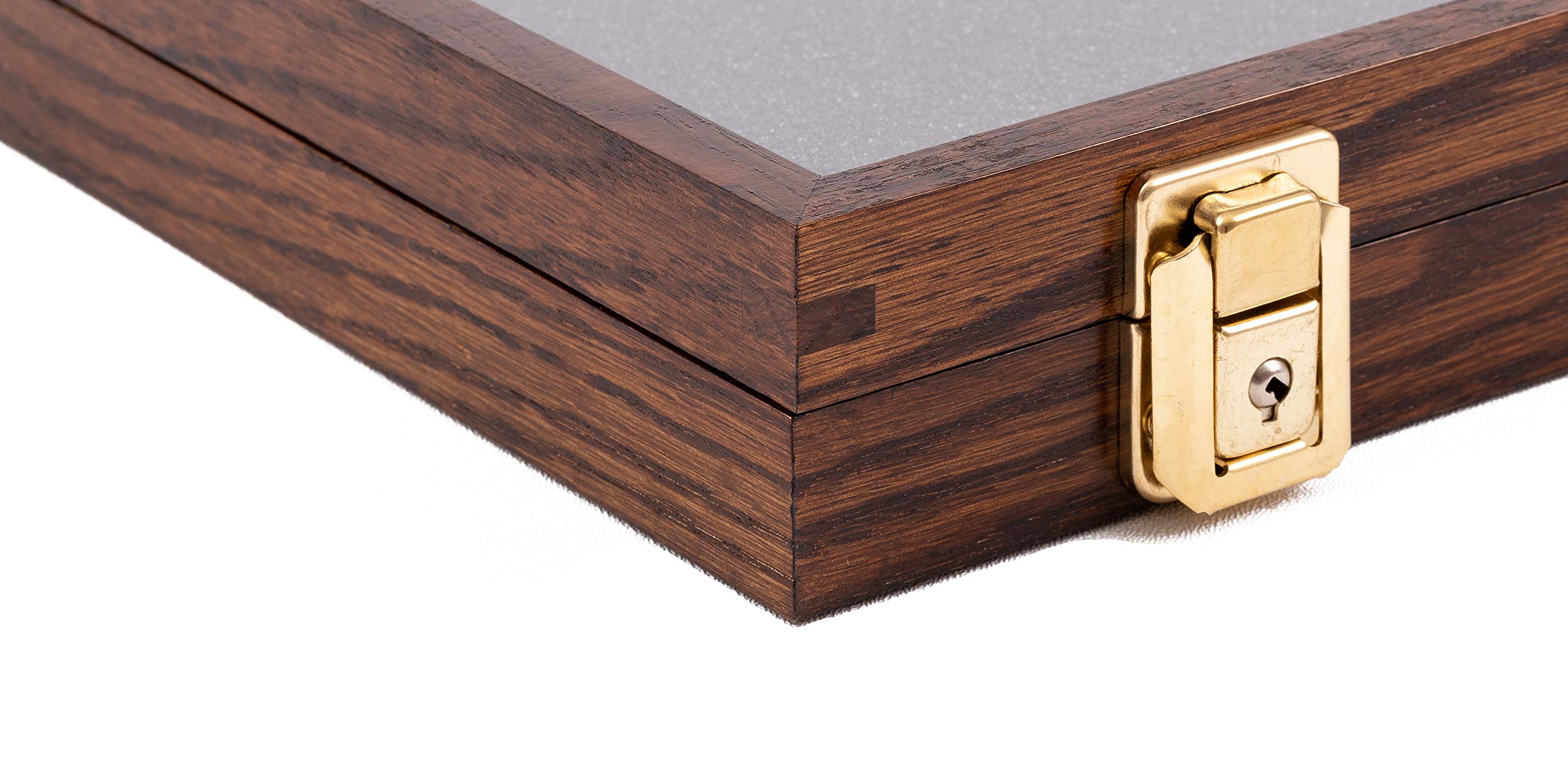 Two Timbers Medium Walnut Finish Display Case - Handcrafted Wooden Box with Glass Top for Arrowheads, Knives, Rocks, Pins & Collectibles | Perfect for Showcasing Collections, Medals, Military Coins & Memory Keepsakes (4h) - Ideal for Home Decor, Office Display & Gift Giving