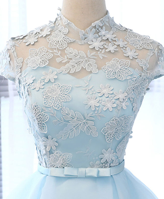 Light Blue Applique Short Prom Dress - Elegant Blue Homecoming Dress for Teens, Perfect for Dances, Parties & Special Occasions