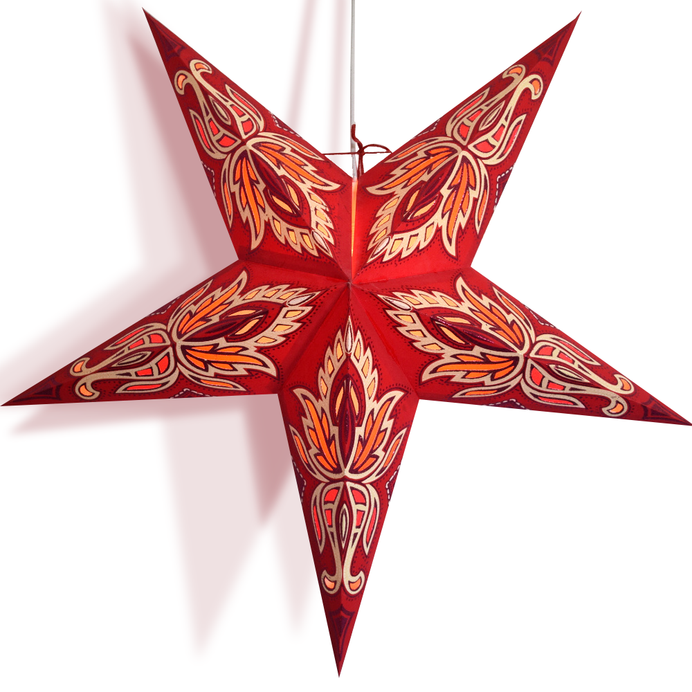24-Pack Red & Vanilla Cream Lotus Glitter Paper Star Lanterns - Hanging Party Decorations for Weddings, Baby Showers & Home Decor
