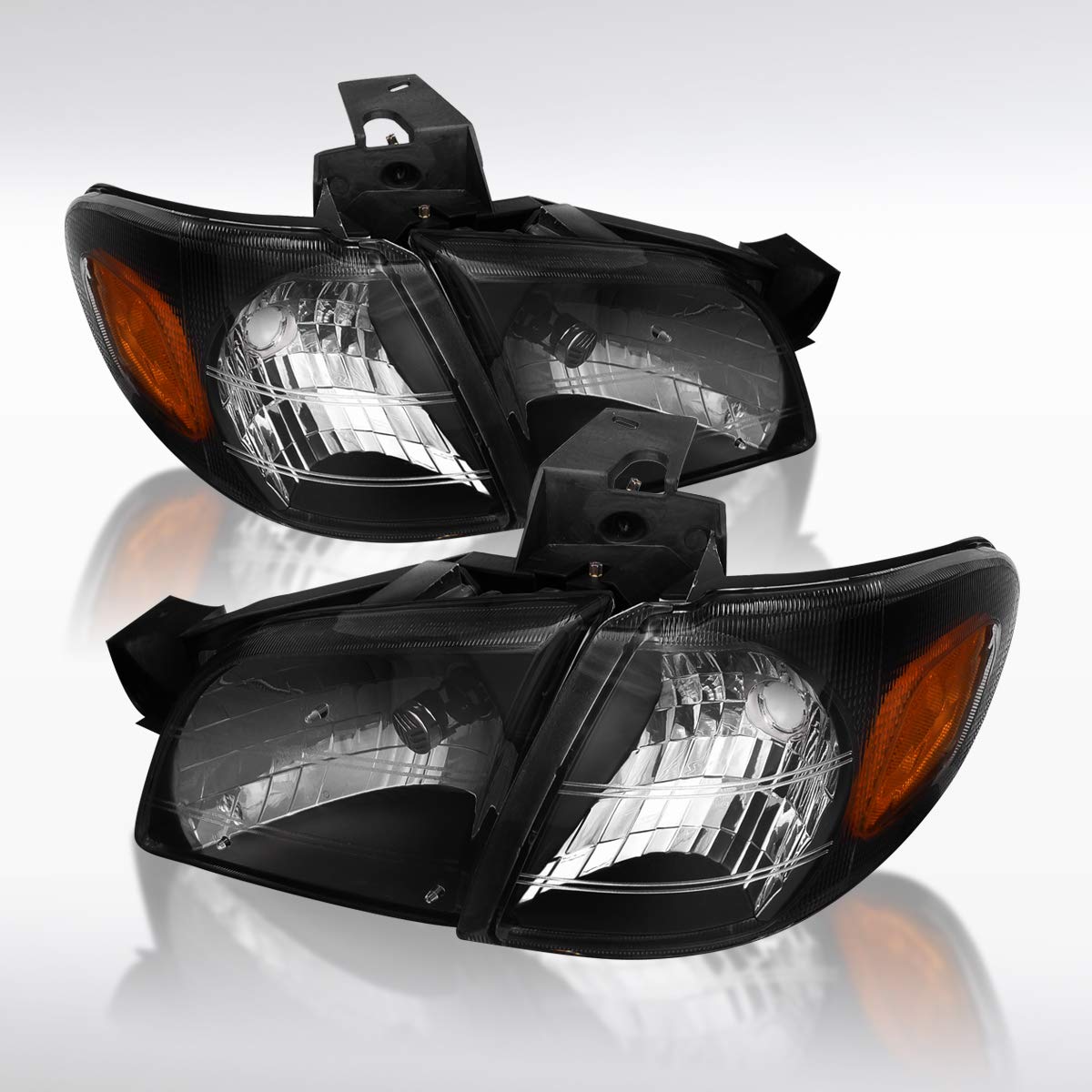 AUTOZENSATION Black Housing Clear Lens Headlights & Corner Lights Pair for 1997-2005 Chevy Venture & 1997-2004 Oldsmobile Silhouette - Left & Right Replacement Headlamps | Perfect for Night Driving & Vehicle Restoration Projects