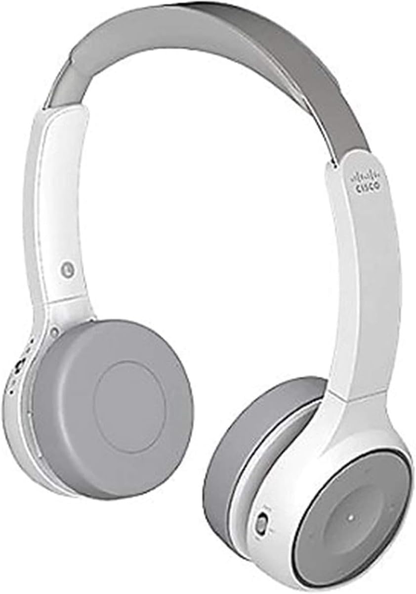CISCO 730 Wireless Bluetooth Headset - Dual On-Ear Headphones with HD Audio, USB-A & 3.5mm Cables, Charging Stand & Travel Case - Platinum (HS-WL-730-BUNAS-P) | Ideal for Office Calls, Remote Work & Video Conferencing