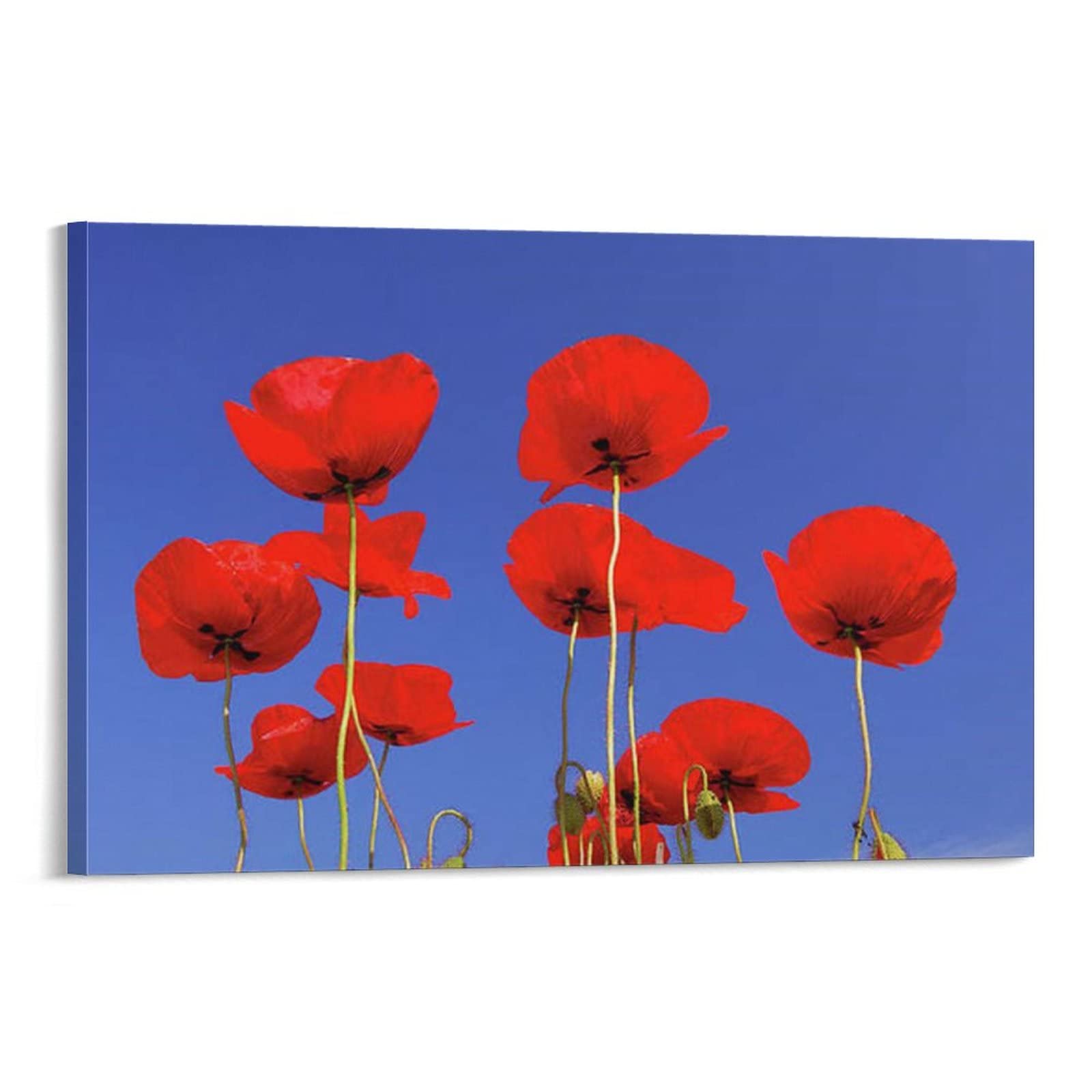 Abstract Red Flower Framed Canvas Wall Art Print - Modern Ready to Hang Painting for Living Room, Bedroom, Office & Bathroom Decor - Natural Scenery Picture 24x36 inches (60x90 cm) - Perfect for Home, Workspace & Interior Design